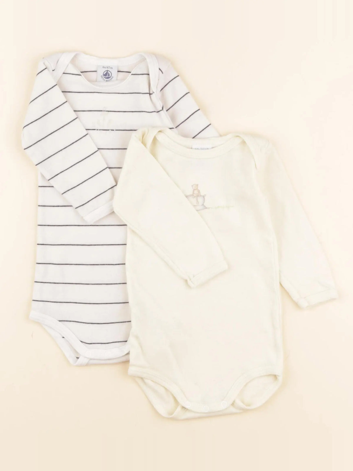 Petit Bateau - lot de 2 bodies en coton multicolore - 6 mois