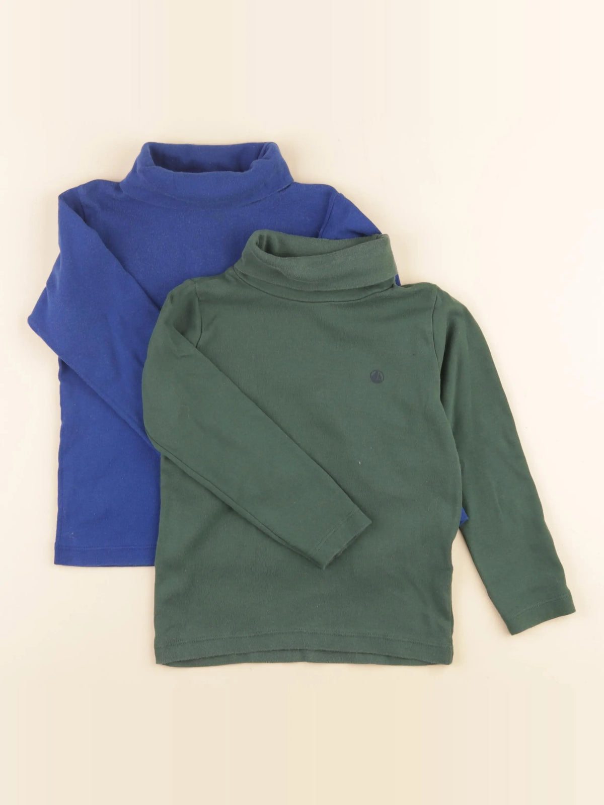 Petit Bateau - lot de 2 sous-pulls vert, bleu - 5 ans