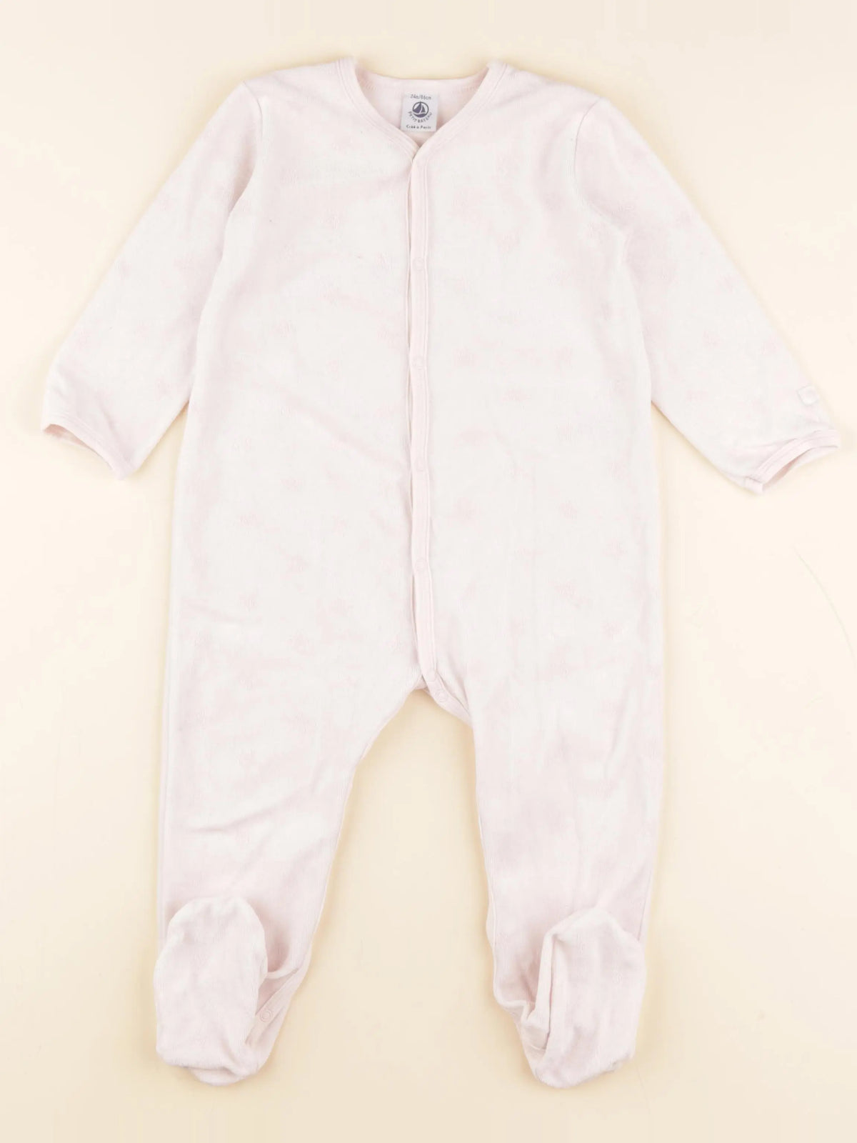 Petit Bateau - pyjama velours rose - 24 mois