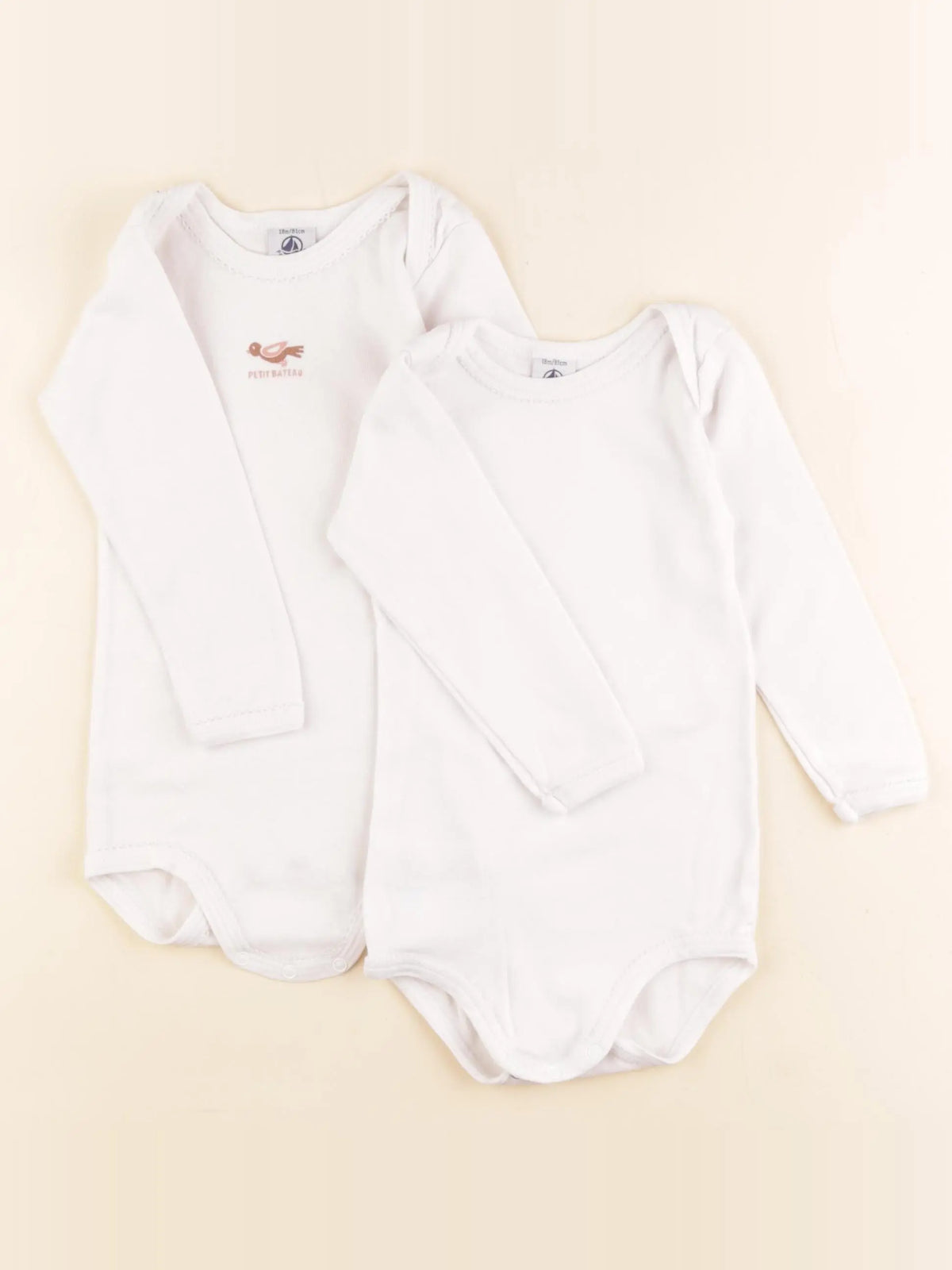 Petit Bateau - lot de 2 bodies en coton blanc - 18 mois