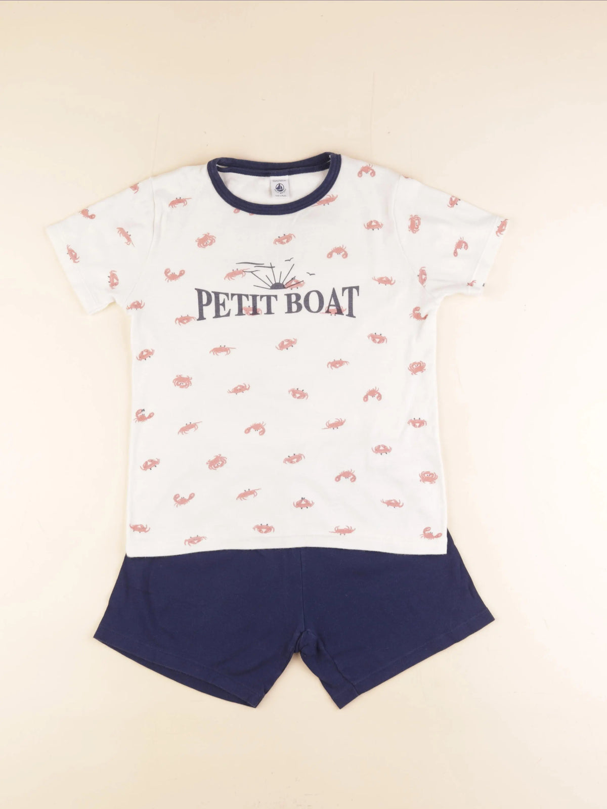 Petit Bateau - pyjama coton blanc, bleu - 10 ans