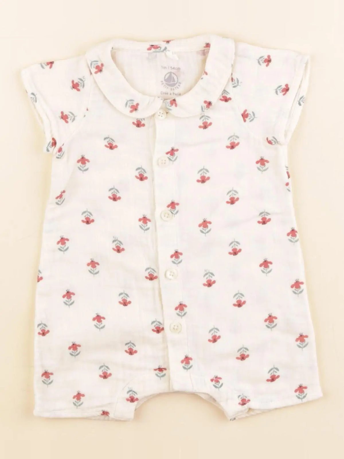 Petit Bateau - combinaison beige - 1 mois