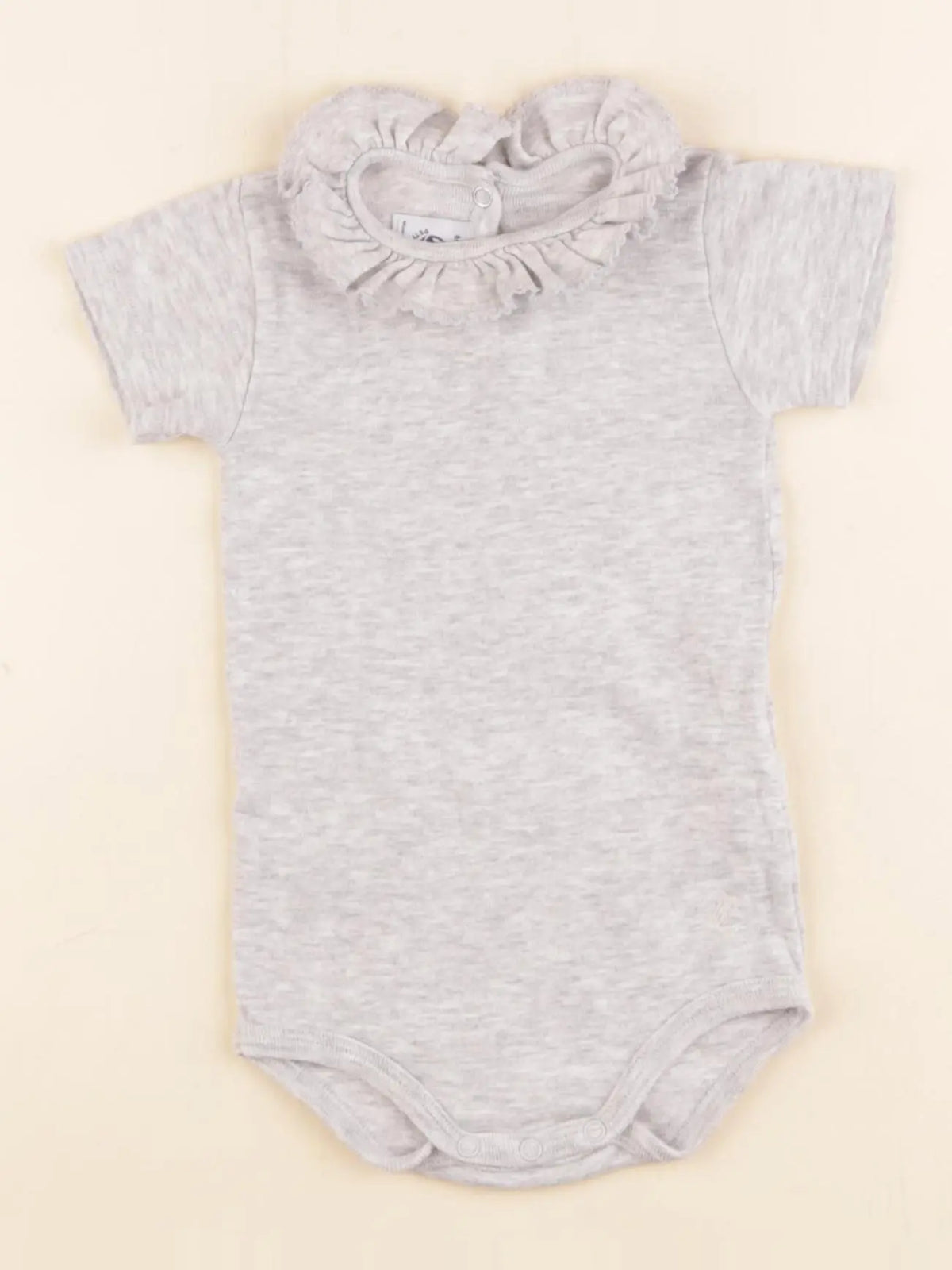 Petit Bateau - body à col gris - 6 mois