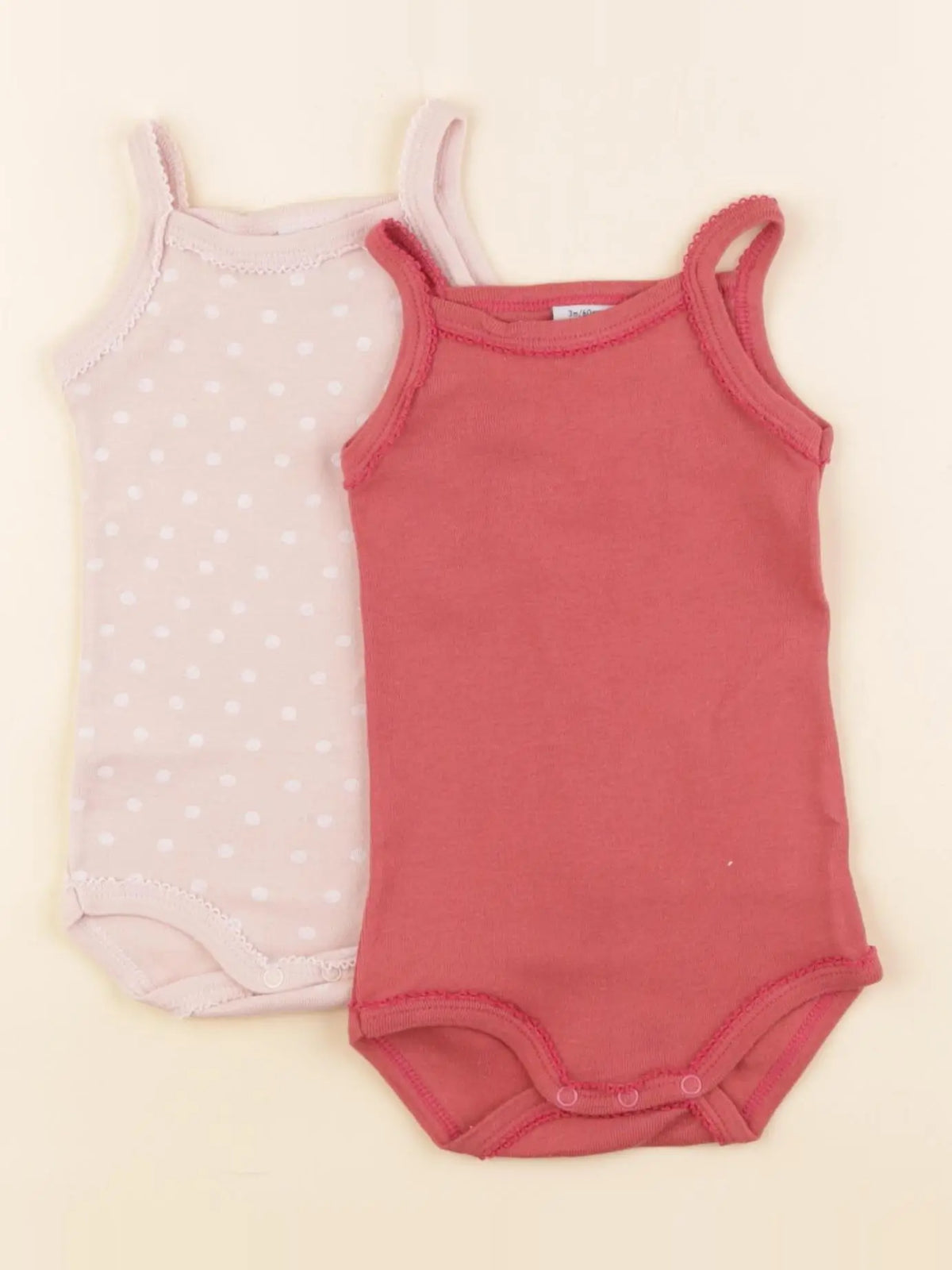 Petit Bateau - lot de 2 bodies en coton coton rouge, rose - 3 mois