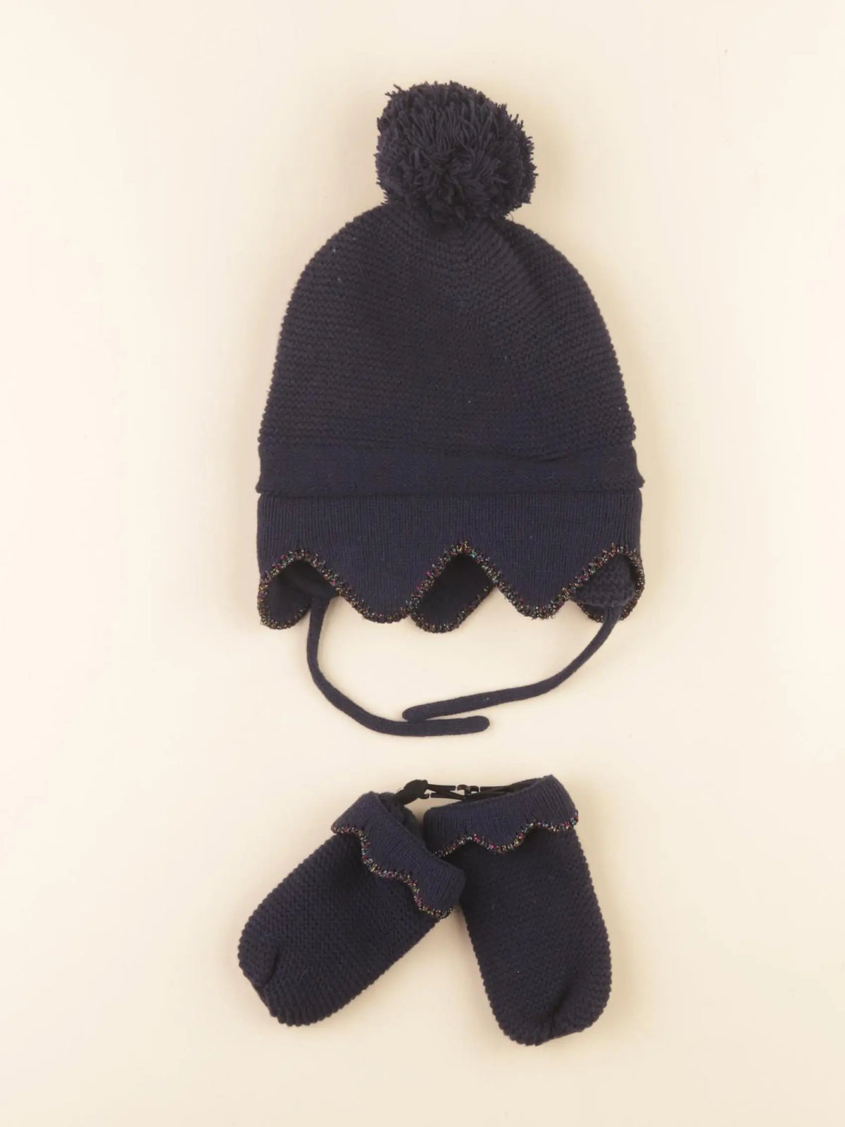 Vertbaudet - ensemble bonnet/moufles bleu - 12/18 mois