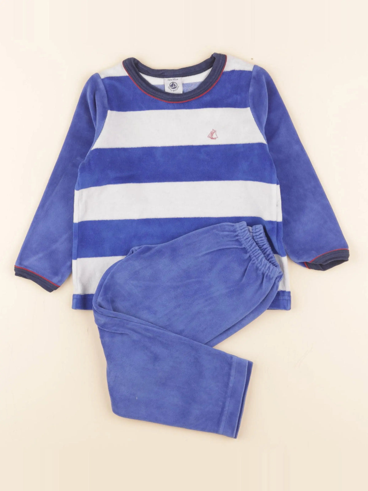 Petit Bateau - pyjama velours bleu - 3 ans