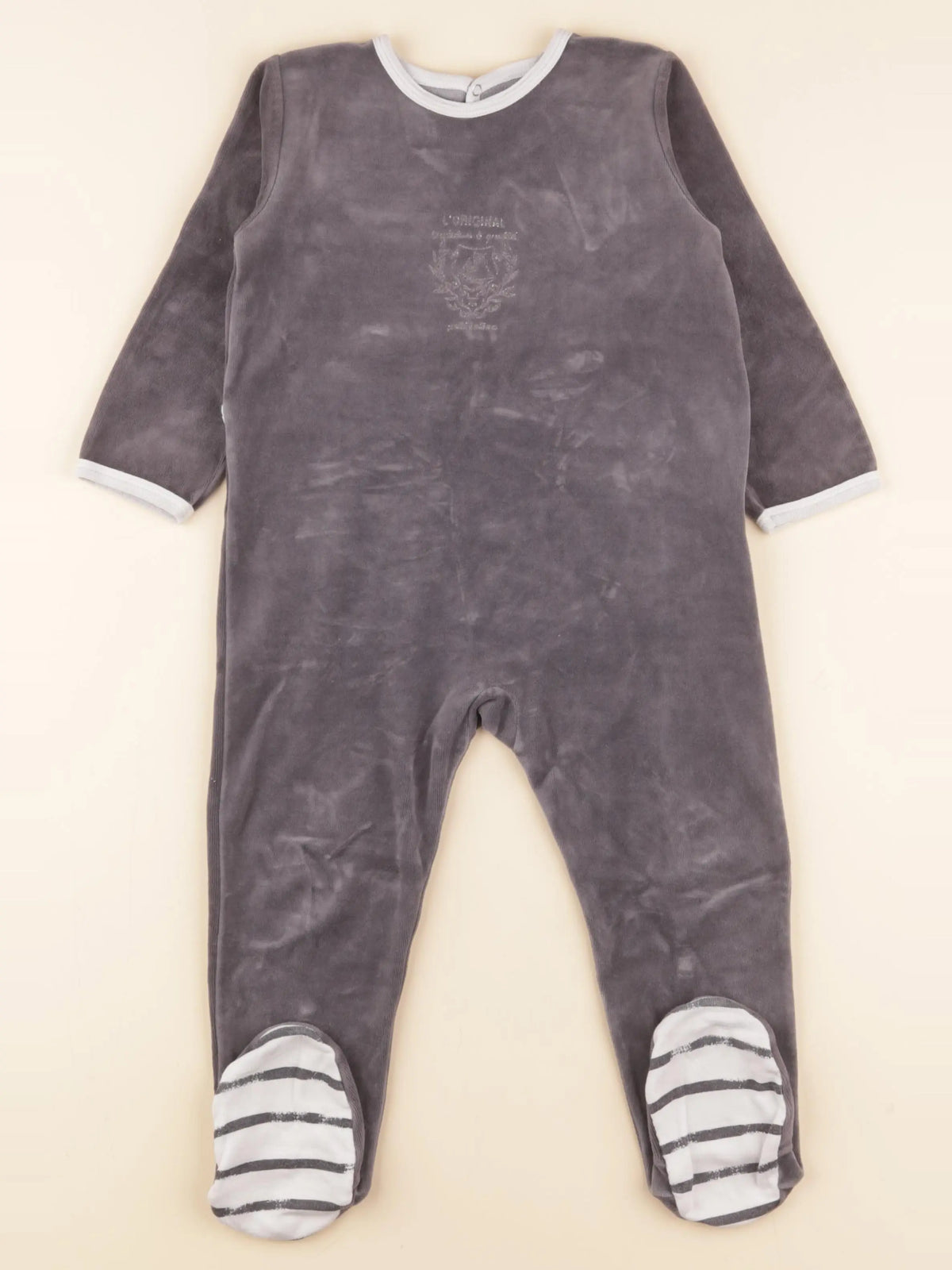 Petit Bateau - pyjama velours gris - 36 mois