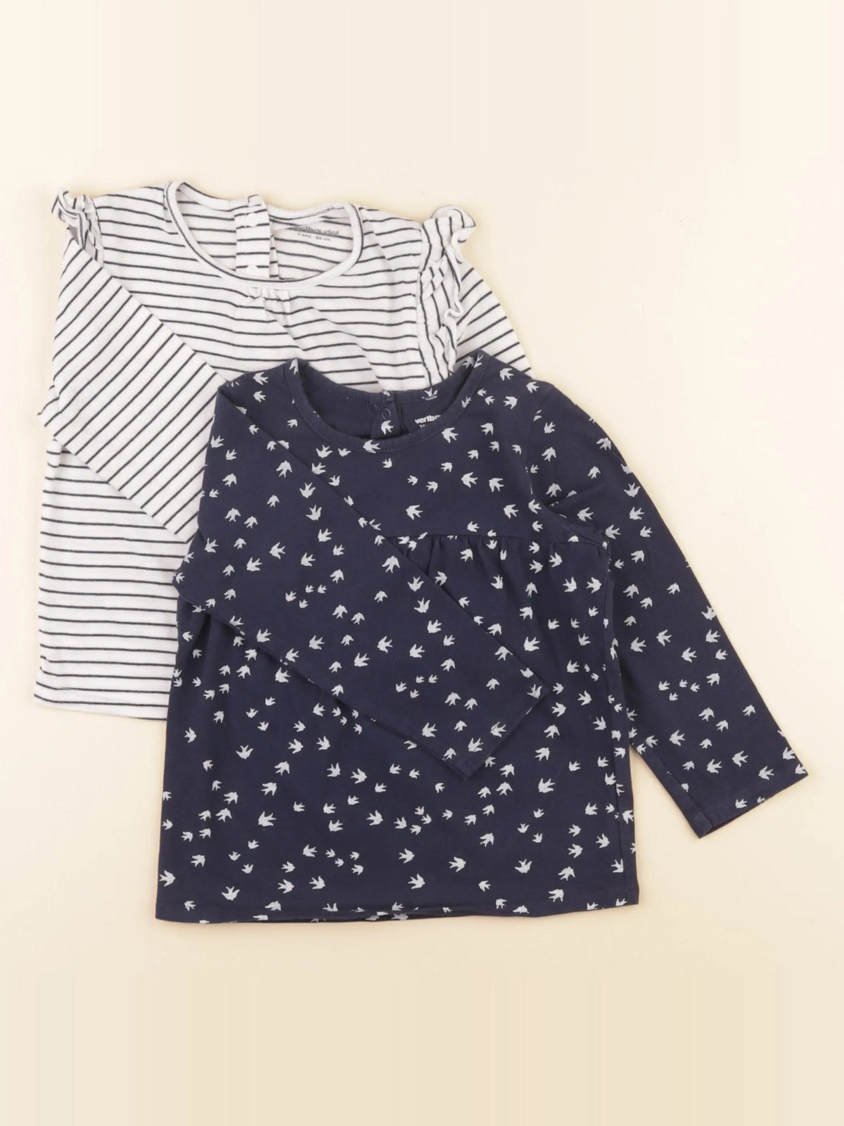 Vertbaudet - lot de 2 tee-shirts bleu, blanc - 24 mois