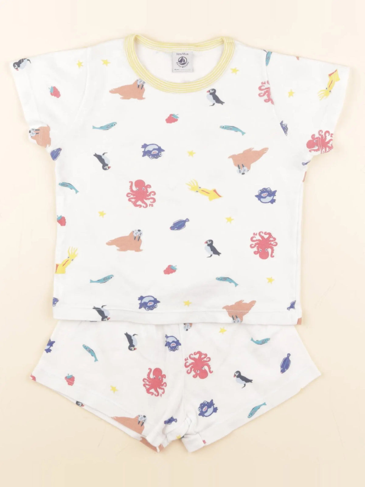 Petit Bateau - pyjama coton blanc - 3 ans
