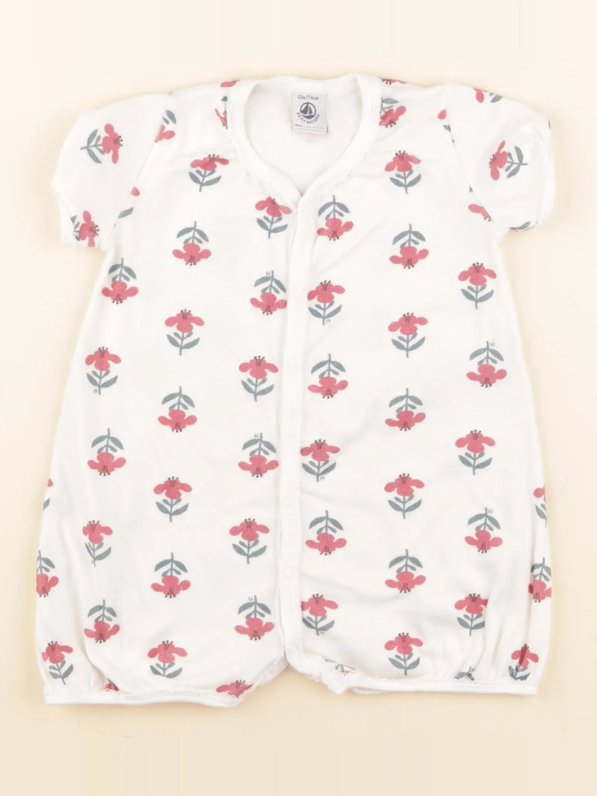 Petit Bateau - pyjama coton blanc - 12 mois