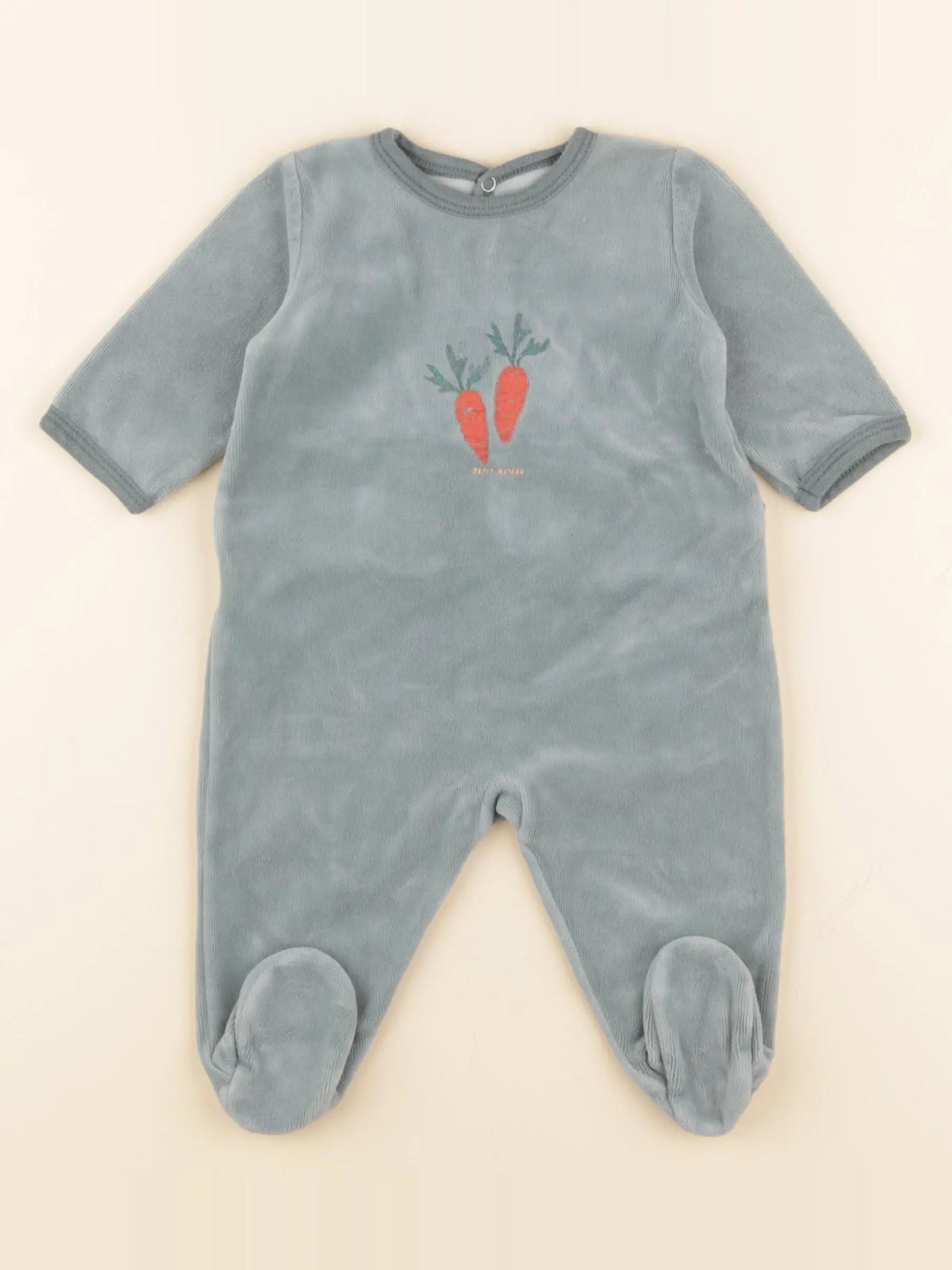 Petit Bateau - pyjama velours vert - 6 mois