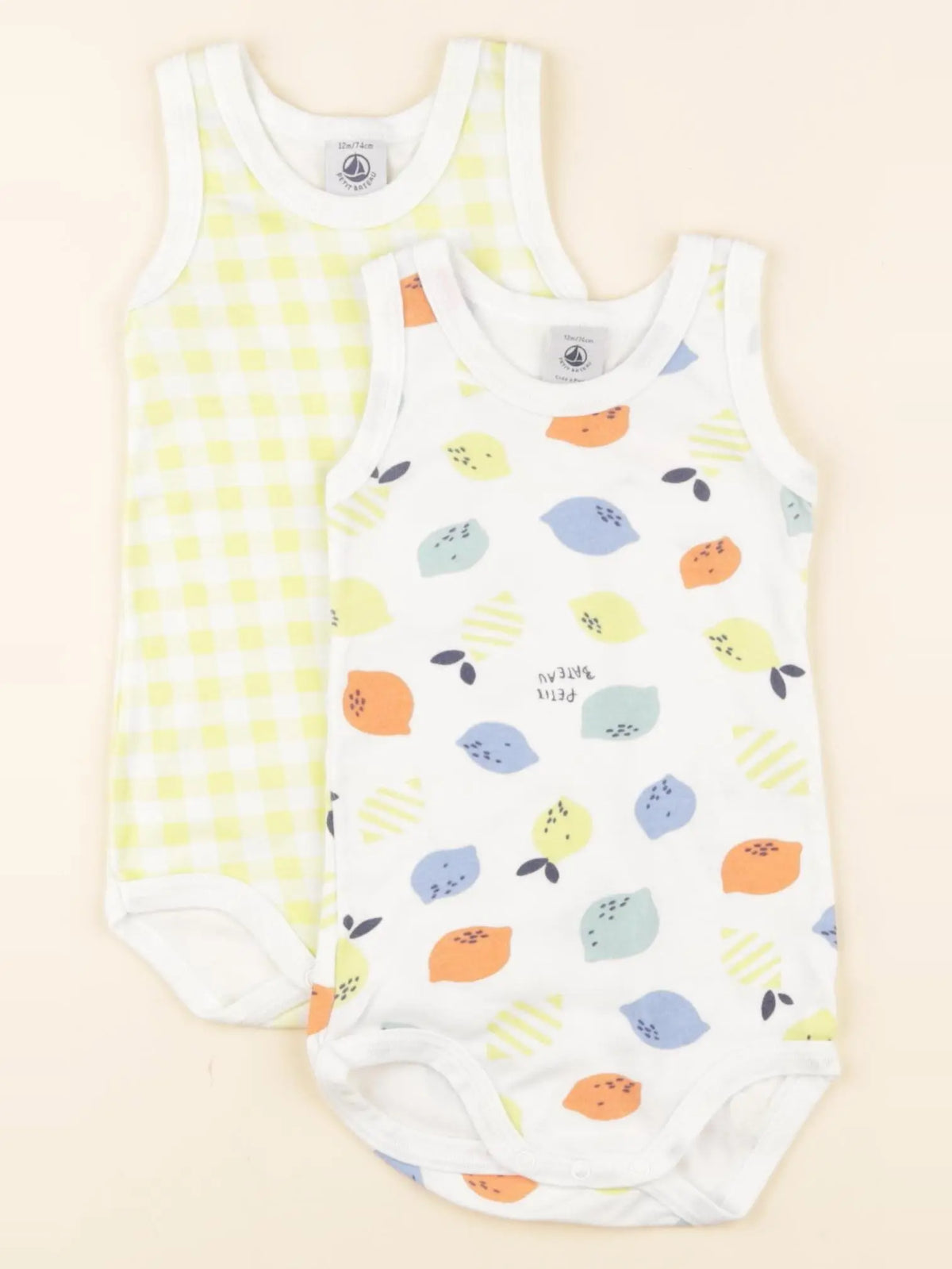 Petit Bateau - lot de 2 bodies en coton multicolore - 12 mois