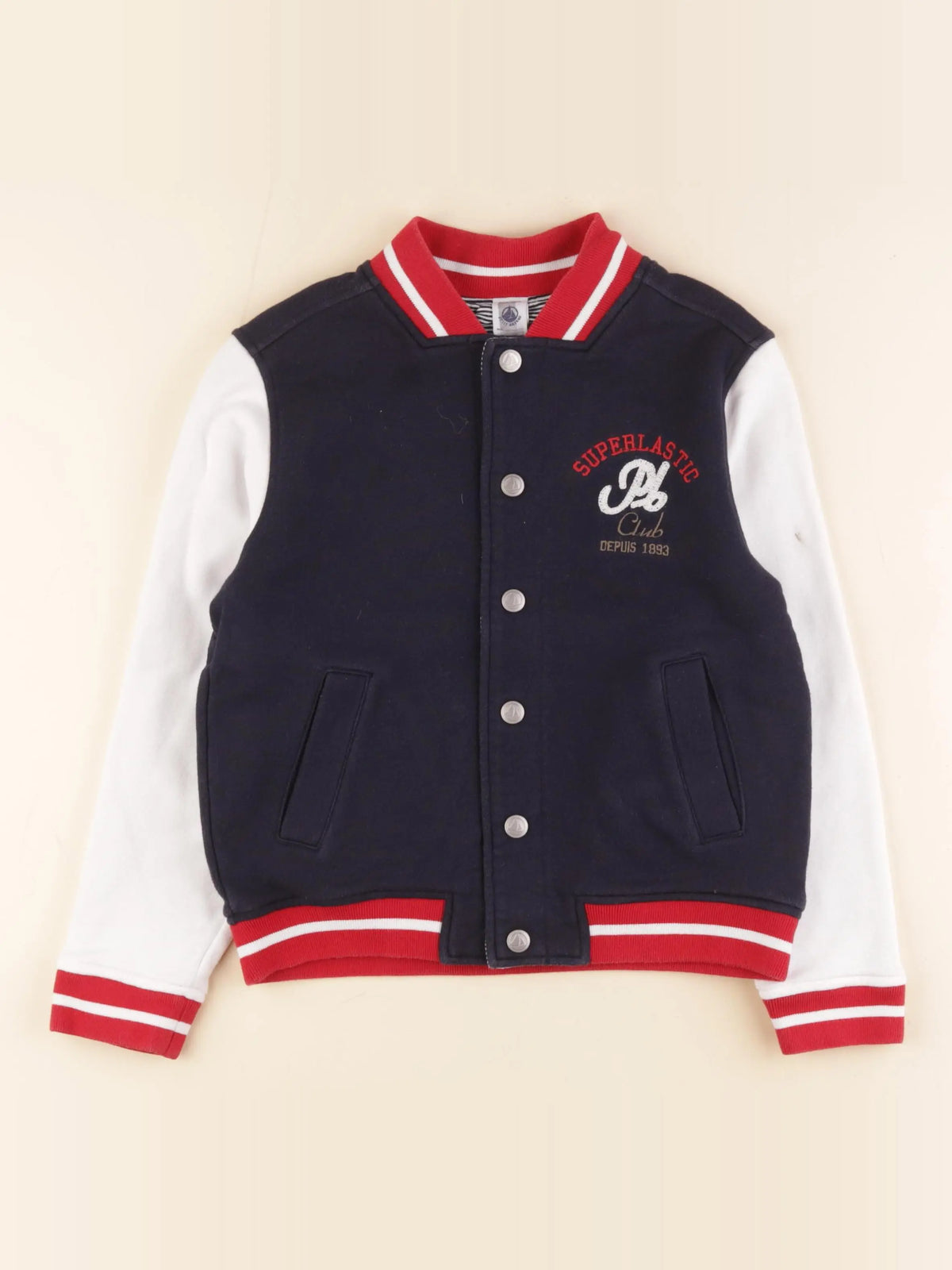 Petit Bateau - veste doublé bleu, blanc - 8 ans