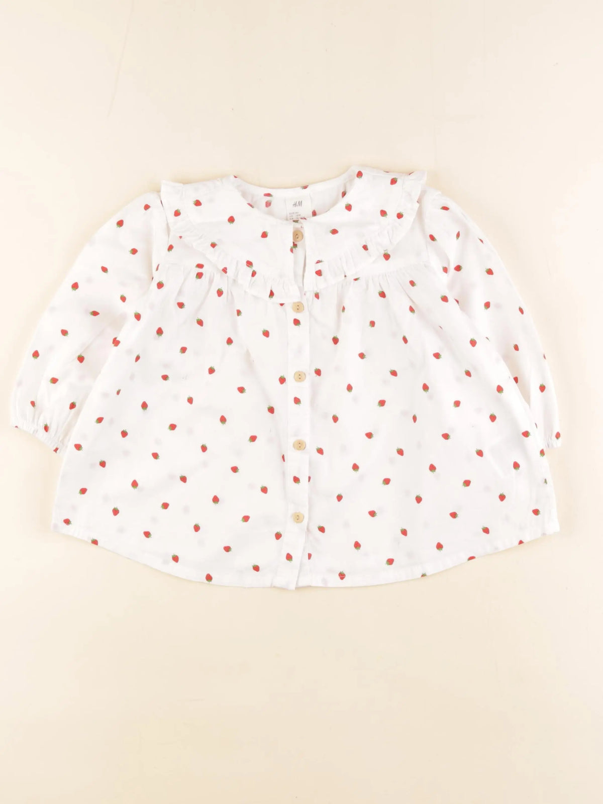 H&M - blouse blanc, rouge - 12/18 mois