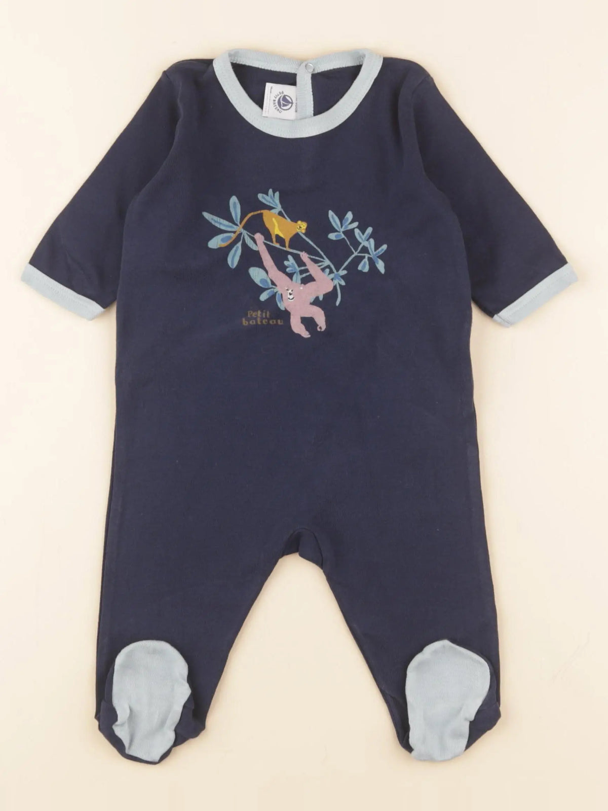 Petit Bateau - pyjama coton bleu - 3 mois
