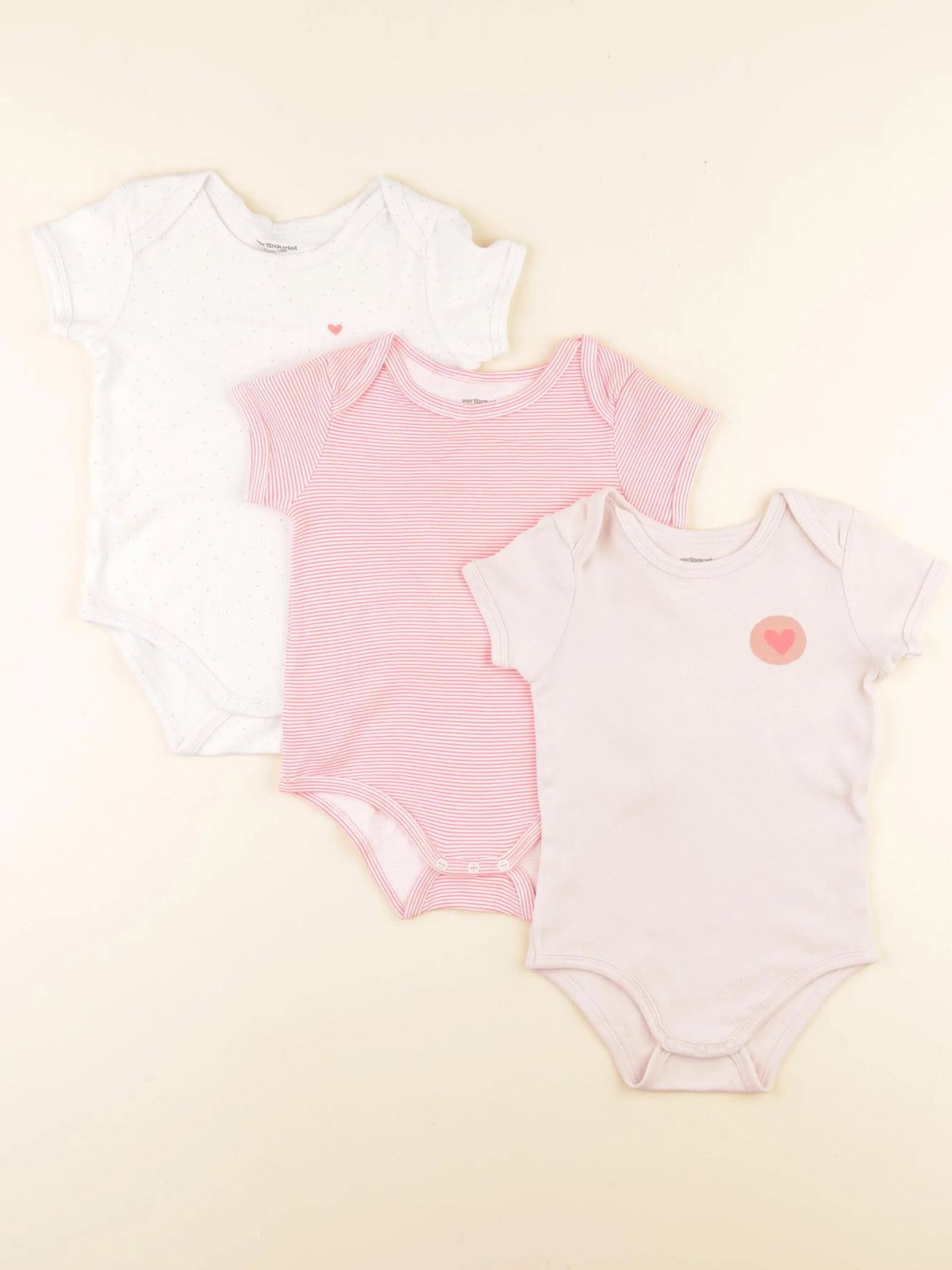Vertbaudet - lot de 3 bodies en coton rose - 18 mois