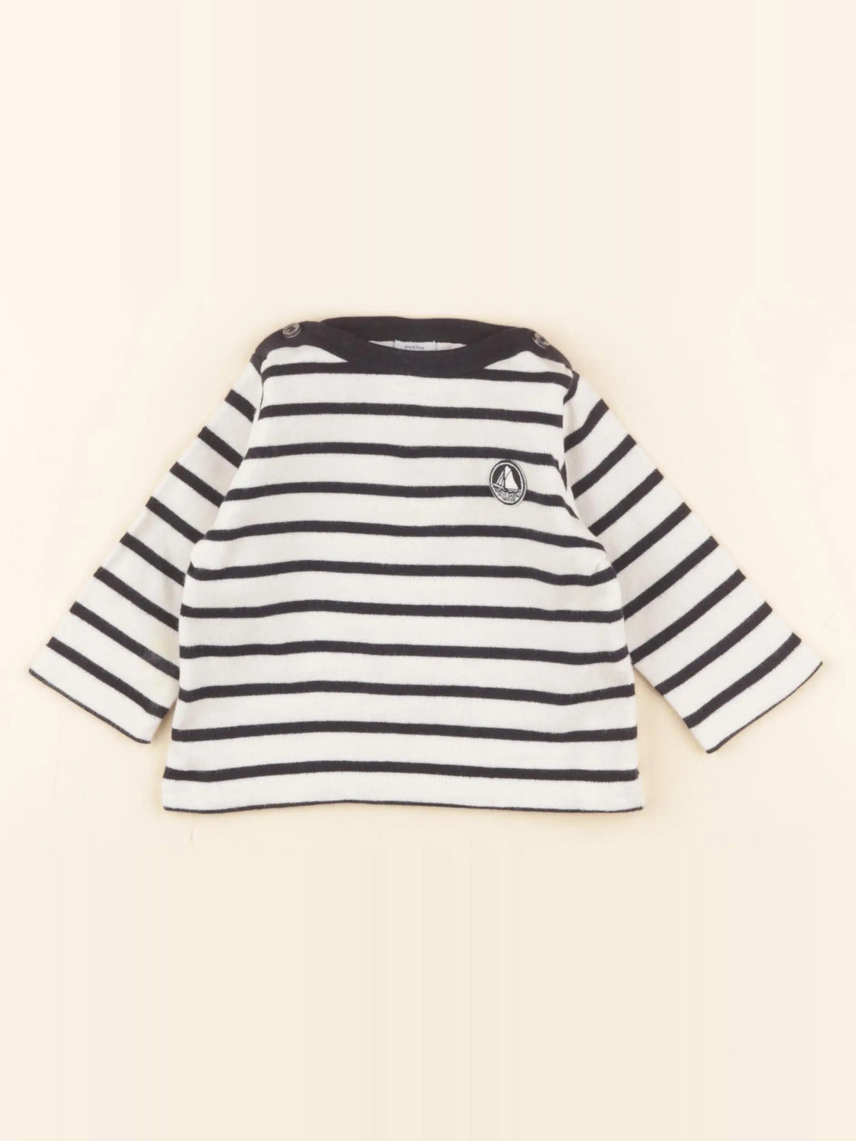 Petit Bateau - tee-shirt blanc, bleu - 6 mois