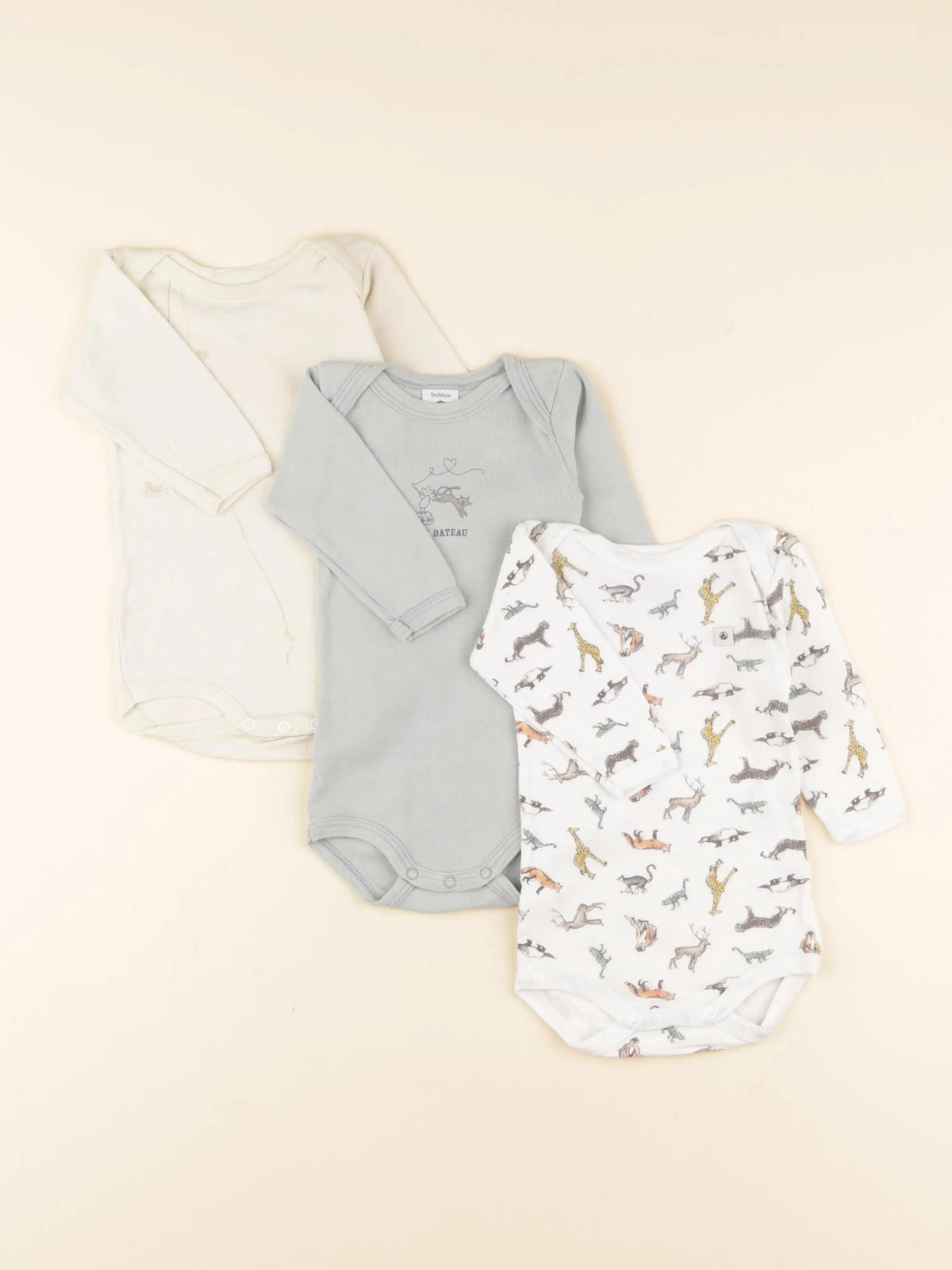 Petit Bateau - lot de 3 bodies en coton multicolore - 3 mois
