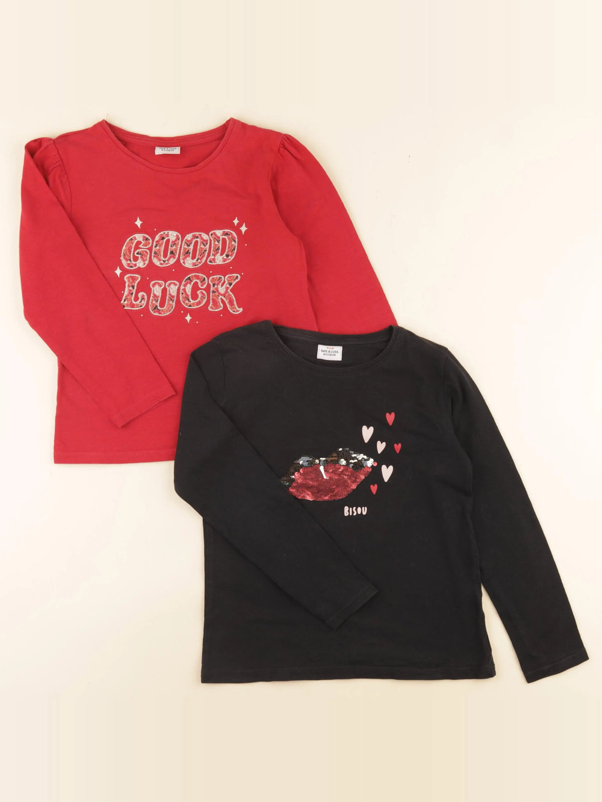 Tape à l'oeil - lot de 2 tee-shirts noir, rouge - 8 ans