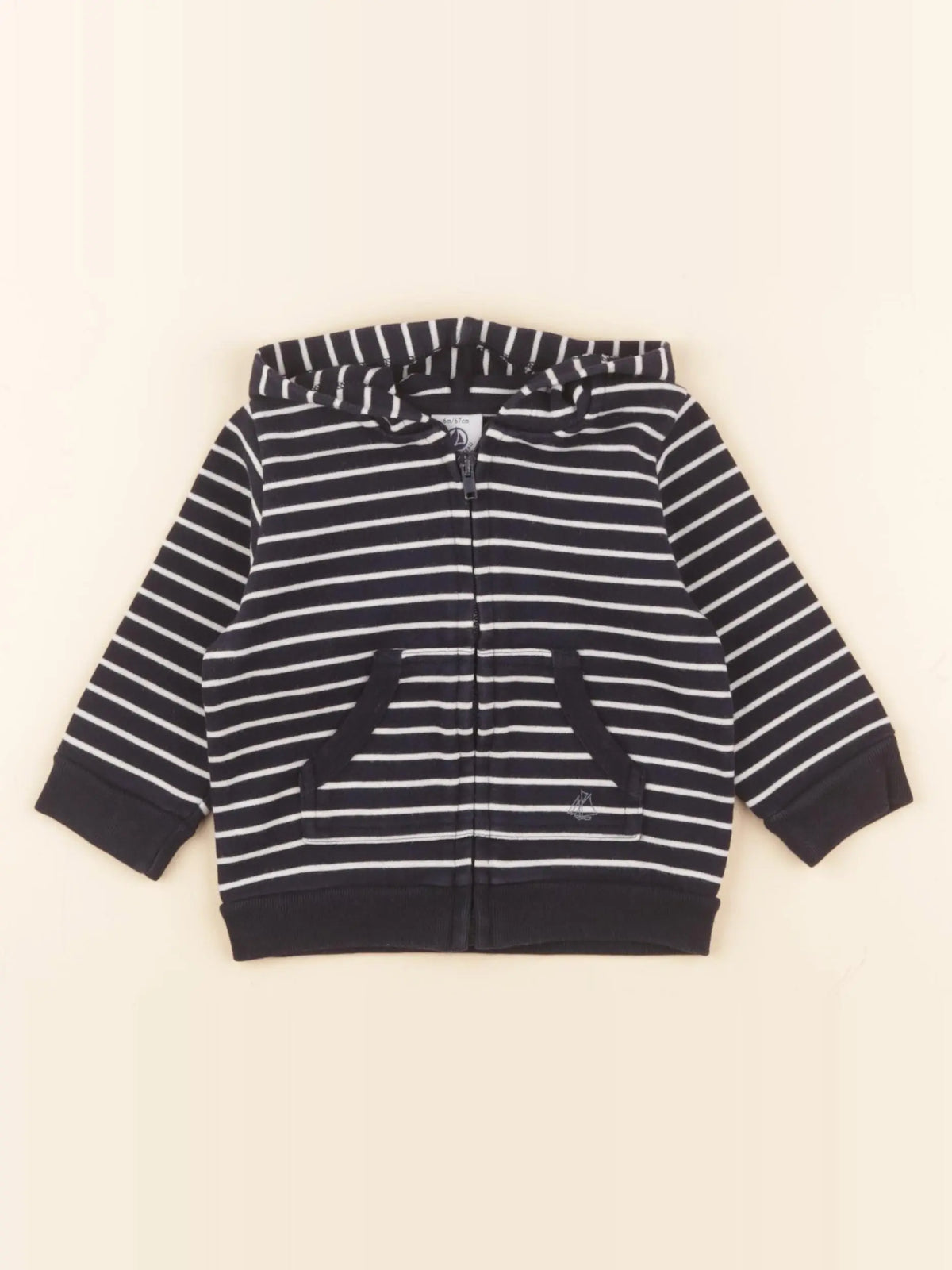 Petit Bateau - sweat bleu - 6 mois