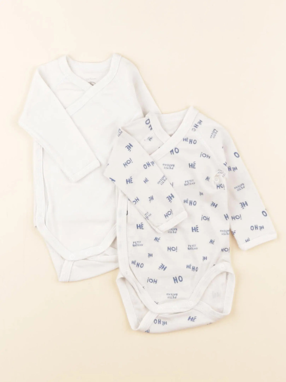 Petit Bateau - lot de 2 bodies en coton blanc - 1 mois