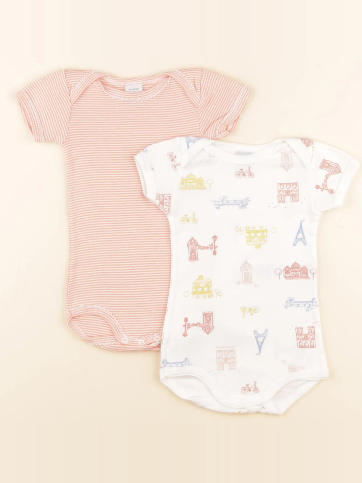 Petit Bateau - lot de 2 bodies en coton blanc, rose - 6 mois
