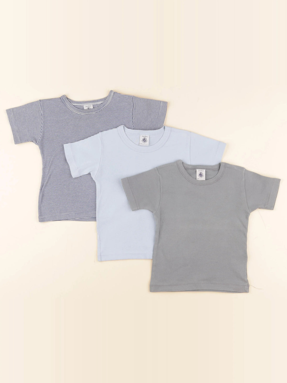 Petit Bateau - lot de 3 maillots de corps bleu - 2 ans