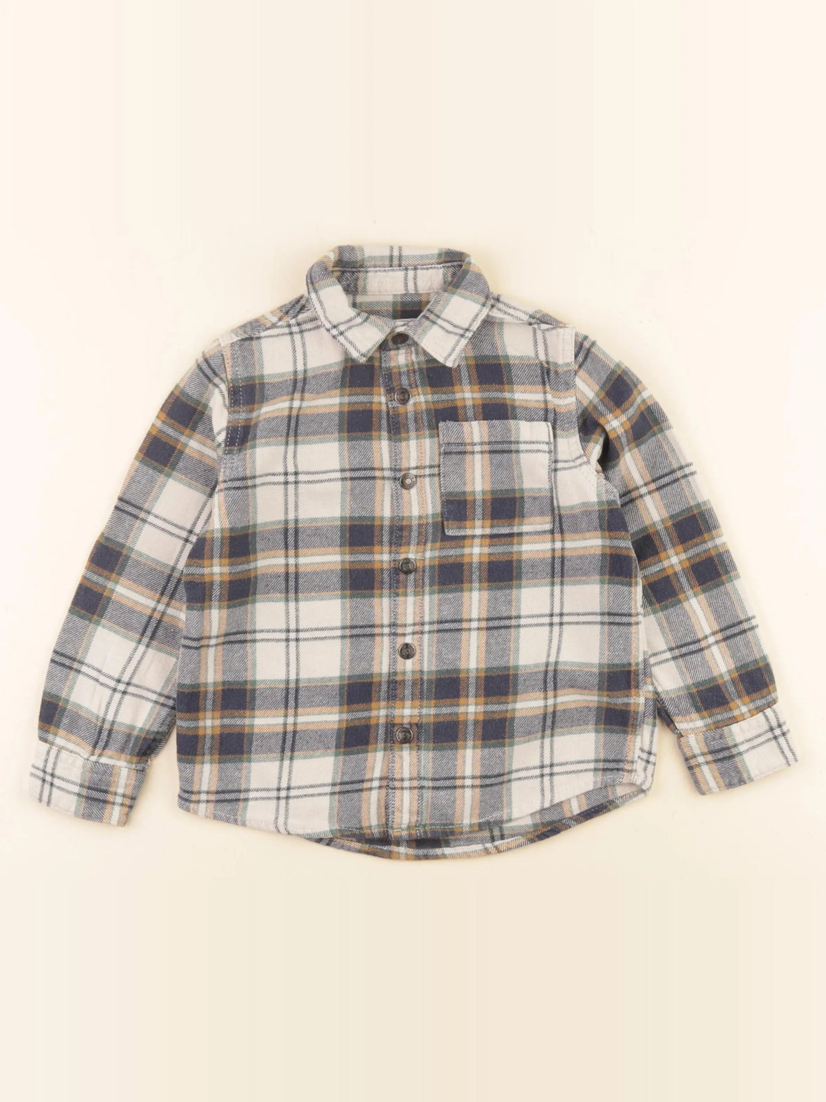 Vertbaudet - chemise beige, bleu - 5 ans
