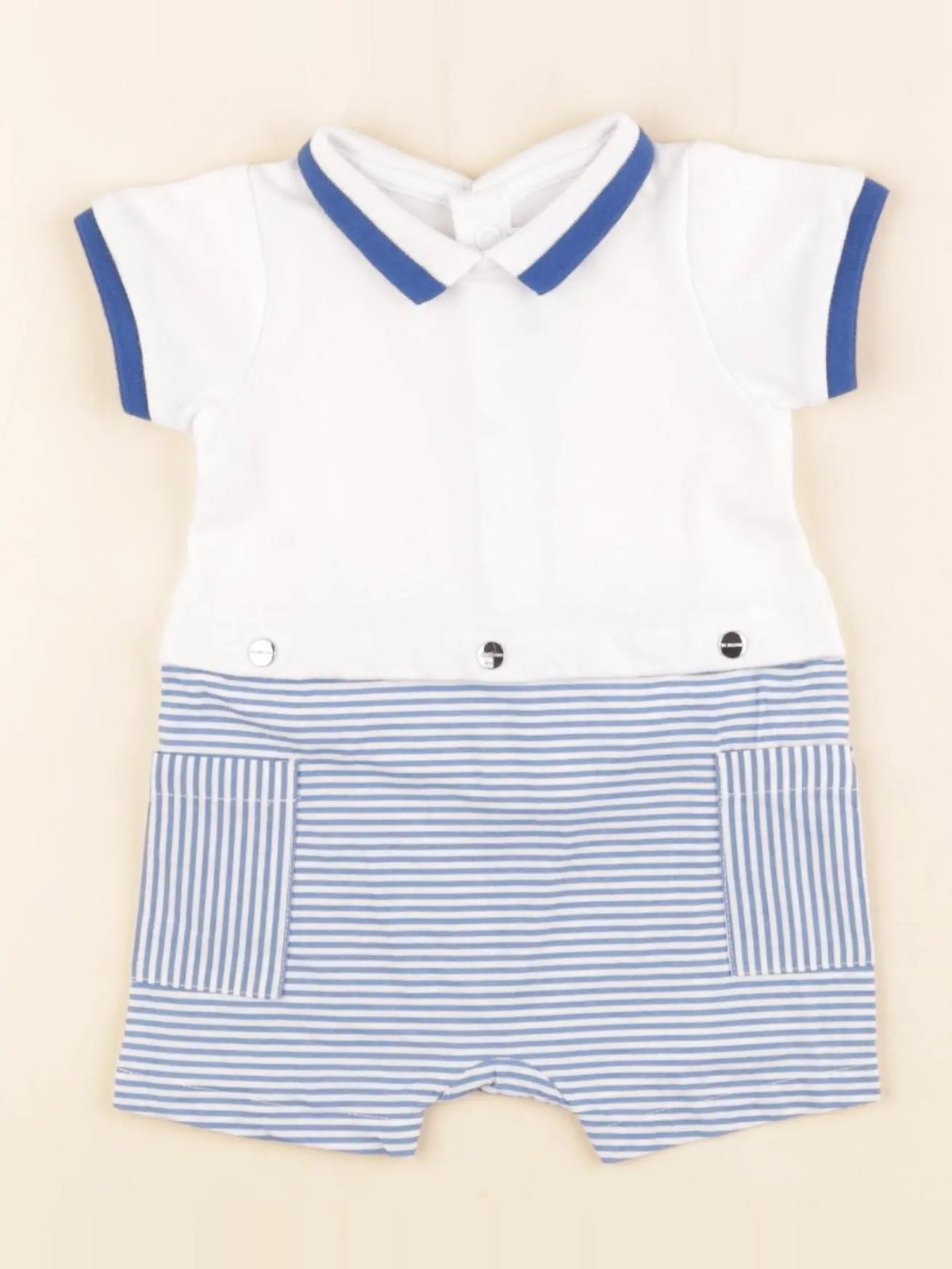 Jacadi - combinaison blanc, bleu - 3 mois