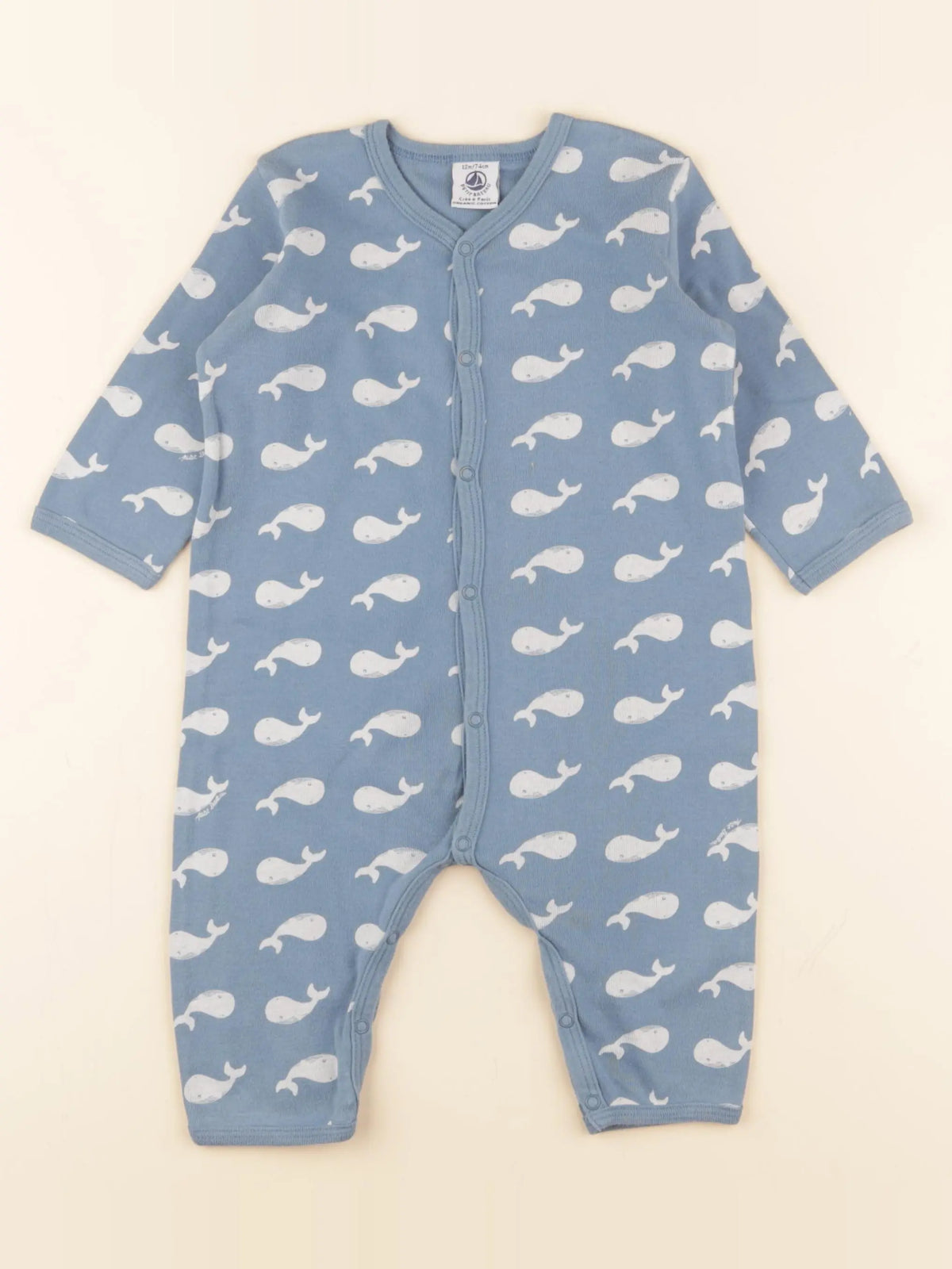 Petit Bateau - pyjama coton bleu - 12 mois