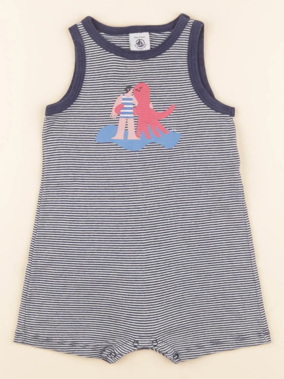 Petit Bateau - pyjama coton bleu - 12 mois