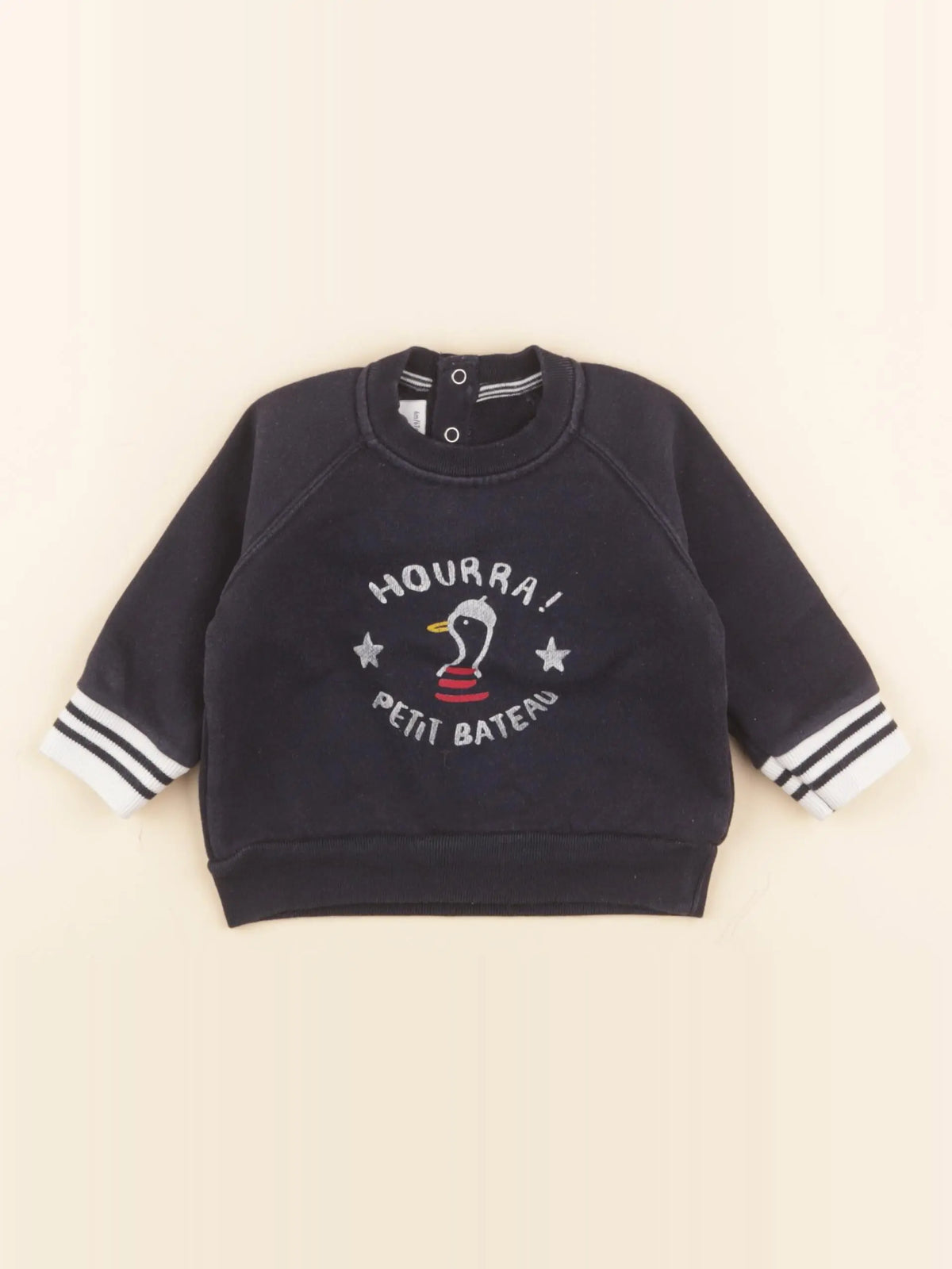 Petit Bateau - sweat bleu - 6 mois