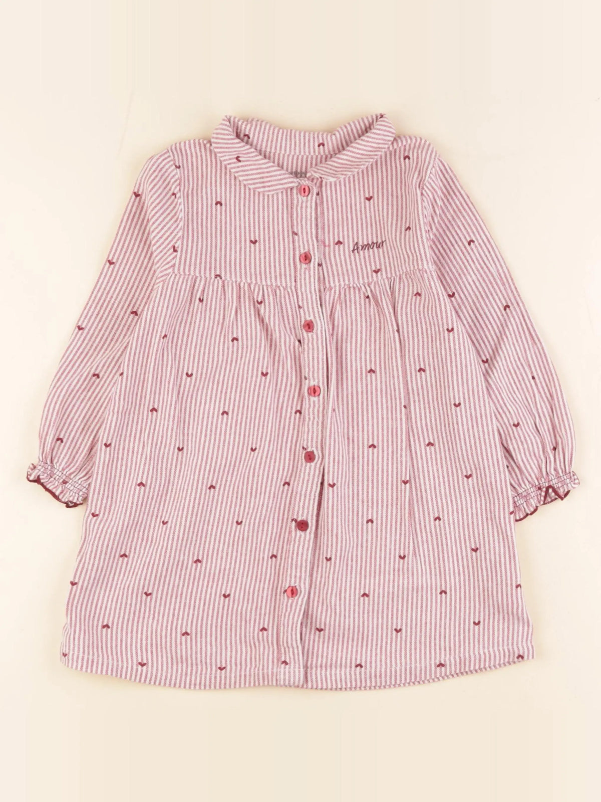 Vertbaudet - robe coton blanc, rouge - 4 ans