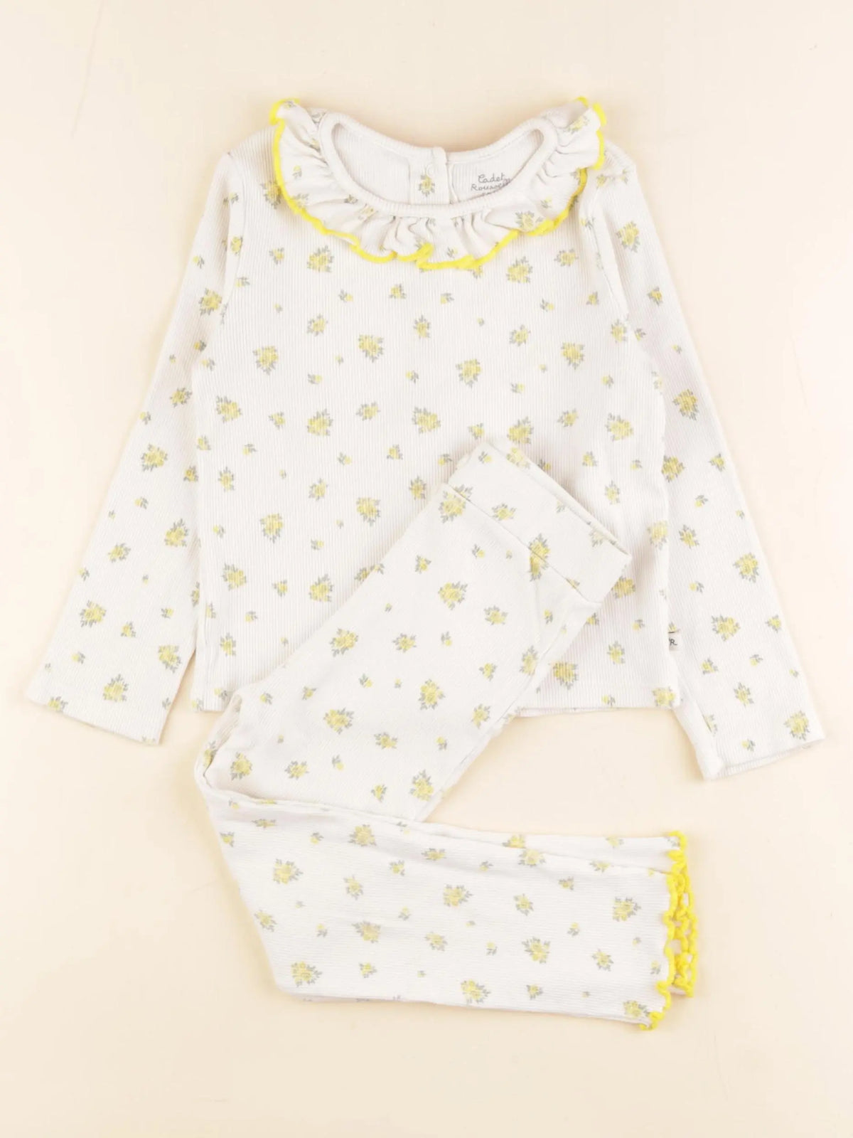 Cadet Rousselle - pyjama coton jaune, beige - 3 ans
