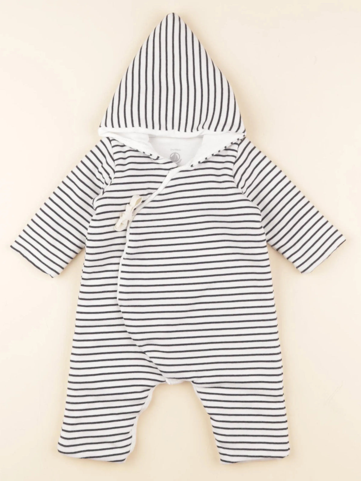 Petit Bateau - combi-pilote blanc, bleu - 3 mois