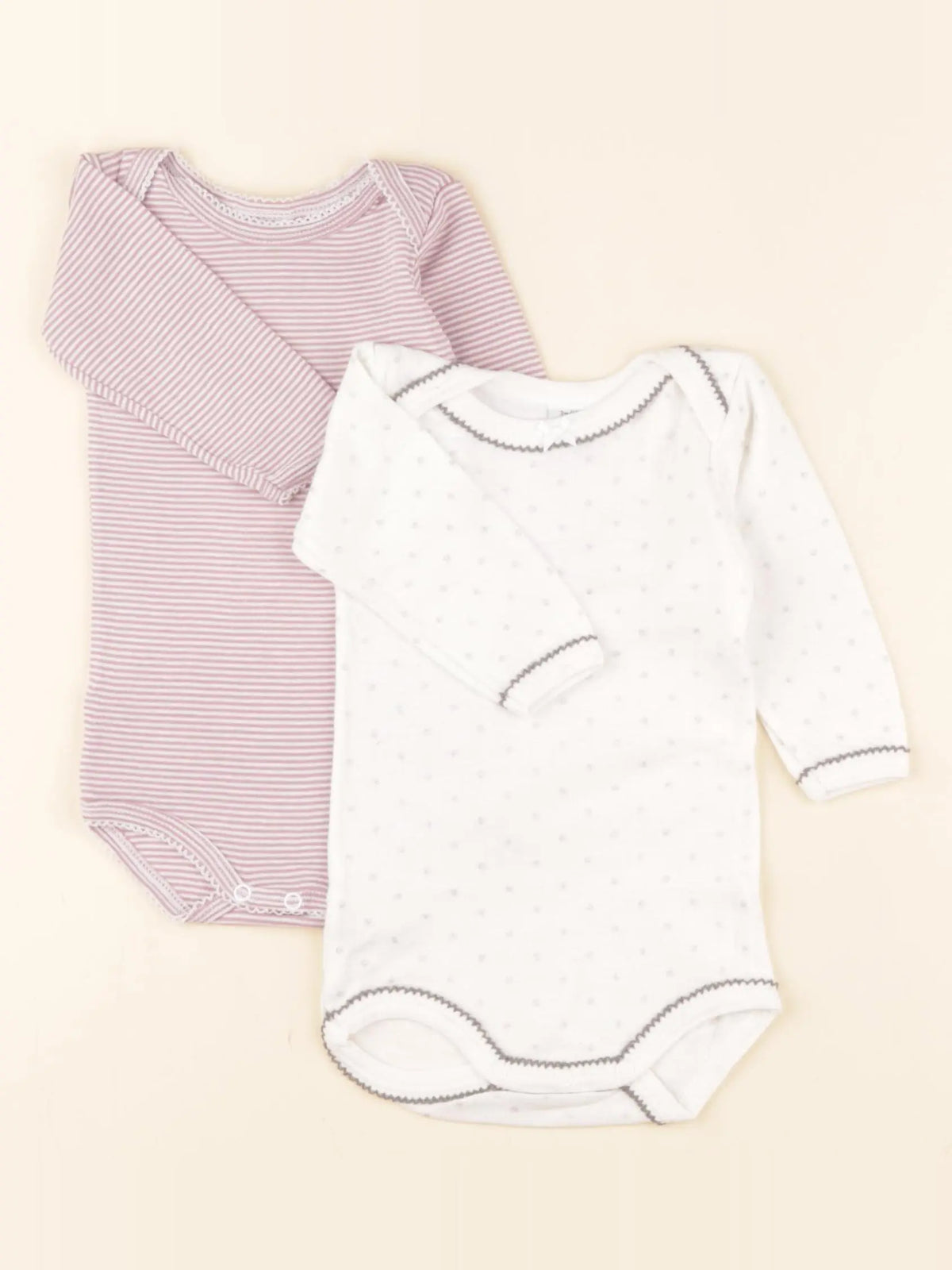 Petit Bateau - lot de 2 bodies en coton blanc, violet - 3 mois