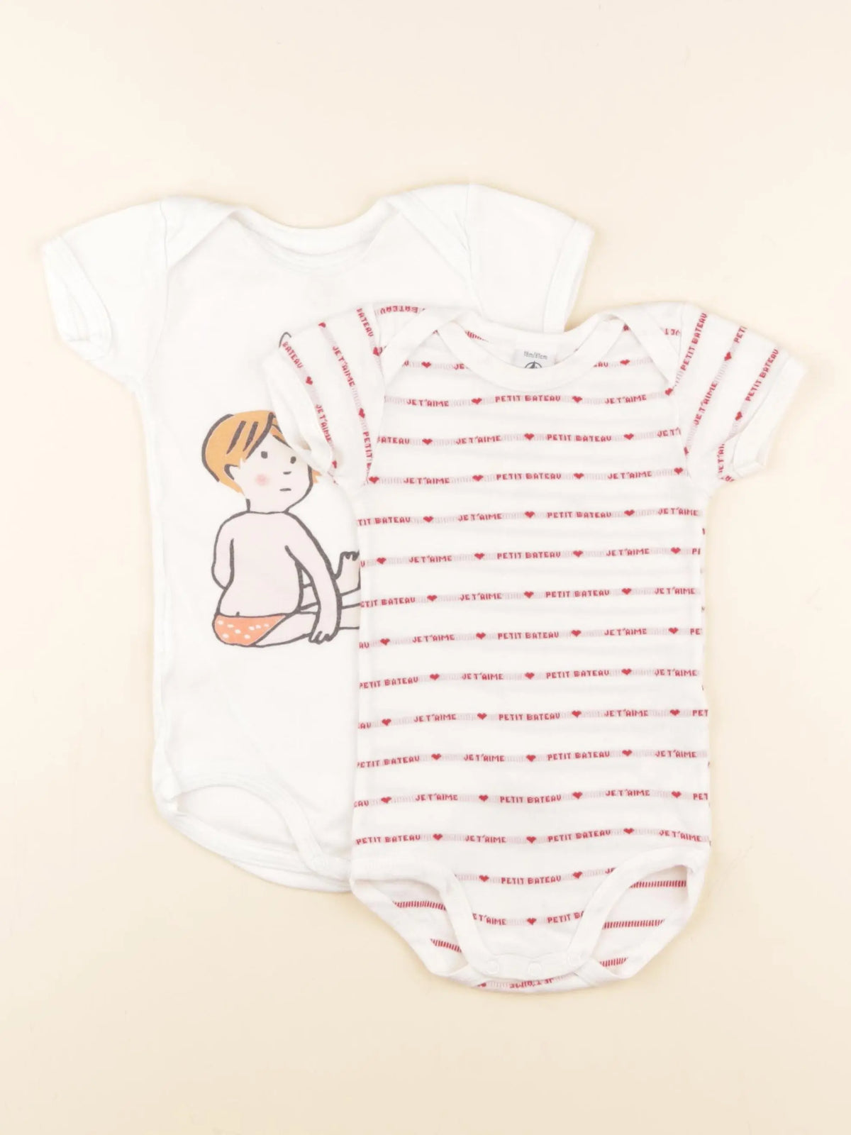 Petit Bateau - lot de 2 bodies en coton blanc - 18 mois