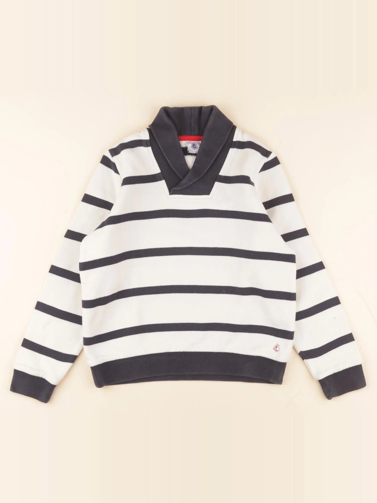 Petit Bateau - sweat blanc, bleu - 8 ans
