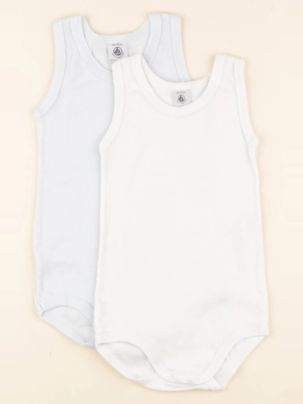 Petit Bateau - lot de 2 bodies en coton blanc - 18 mois