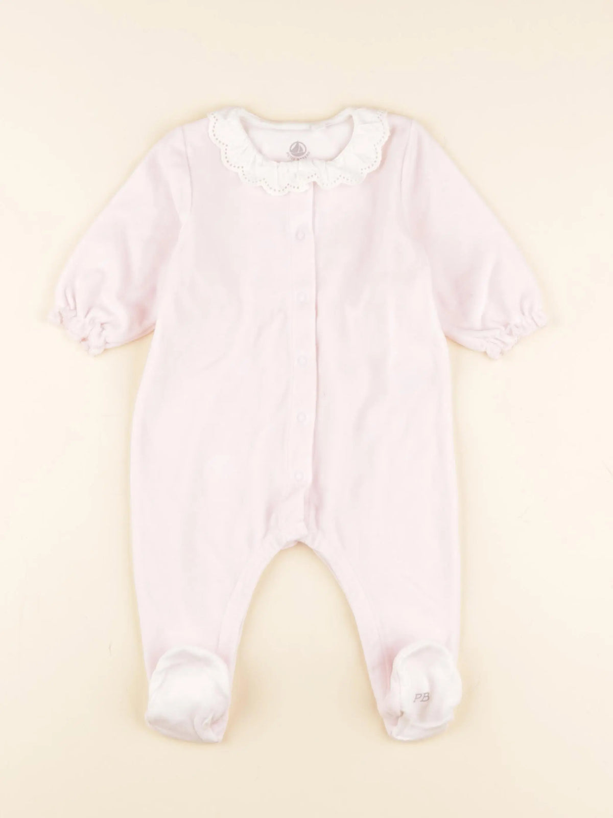 Petit Bateau - pyjama velours rose - 6 mois