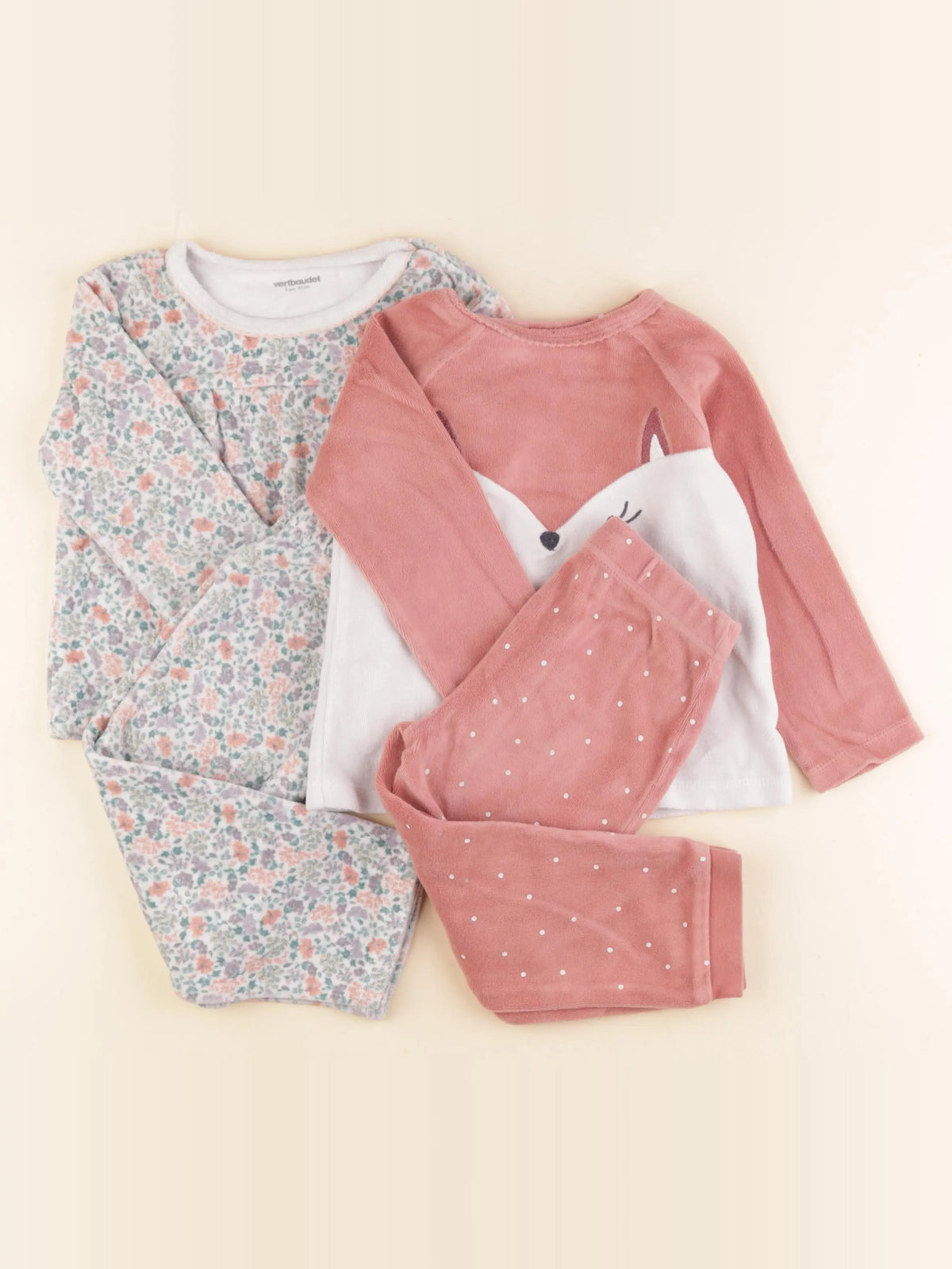 Vertbaudet - lot de 2 pyjamas velours multicolore - 3 ans