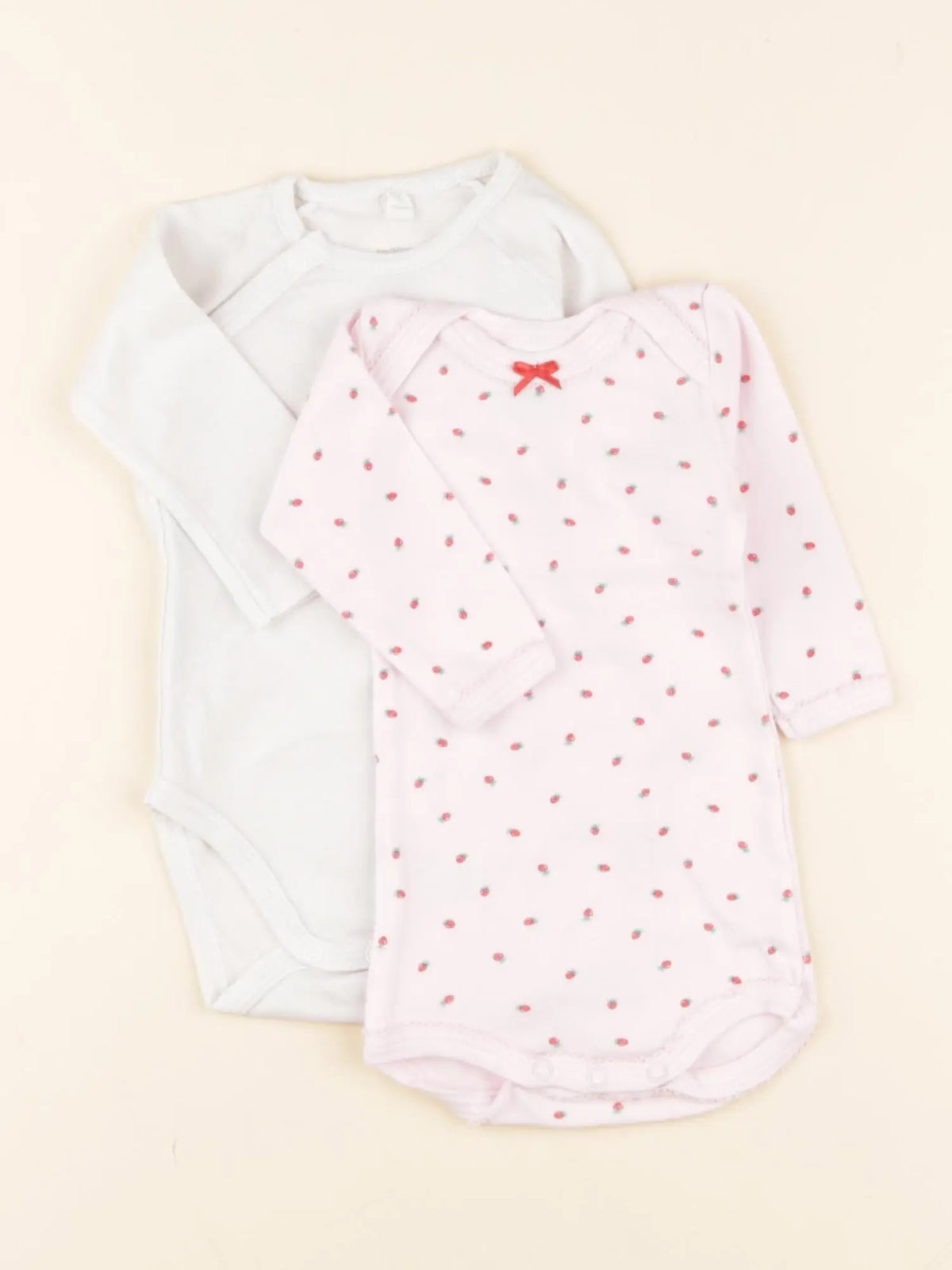 Petit Bateau - lot de 2 bodies en coton rose, blanc - 3 mois