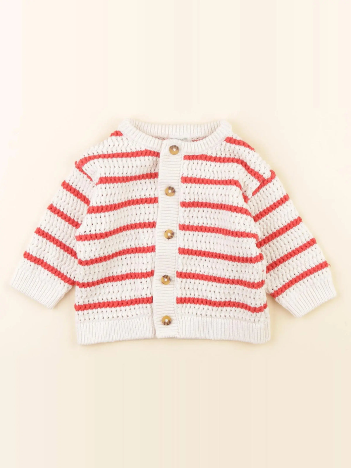 Vertbaudet - gilet blanc, rouge - 9 mois