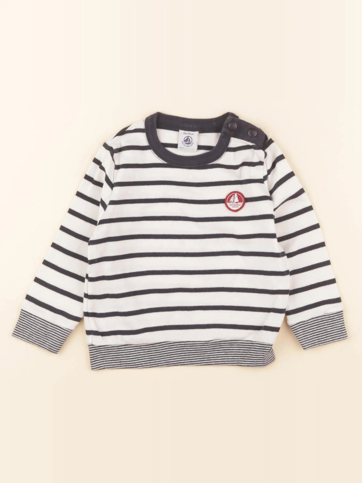 Petit Bateau - tee-shirt beige, bleu - 18 mois