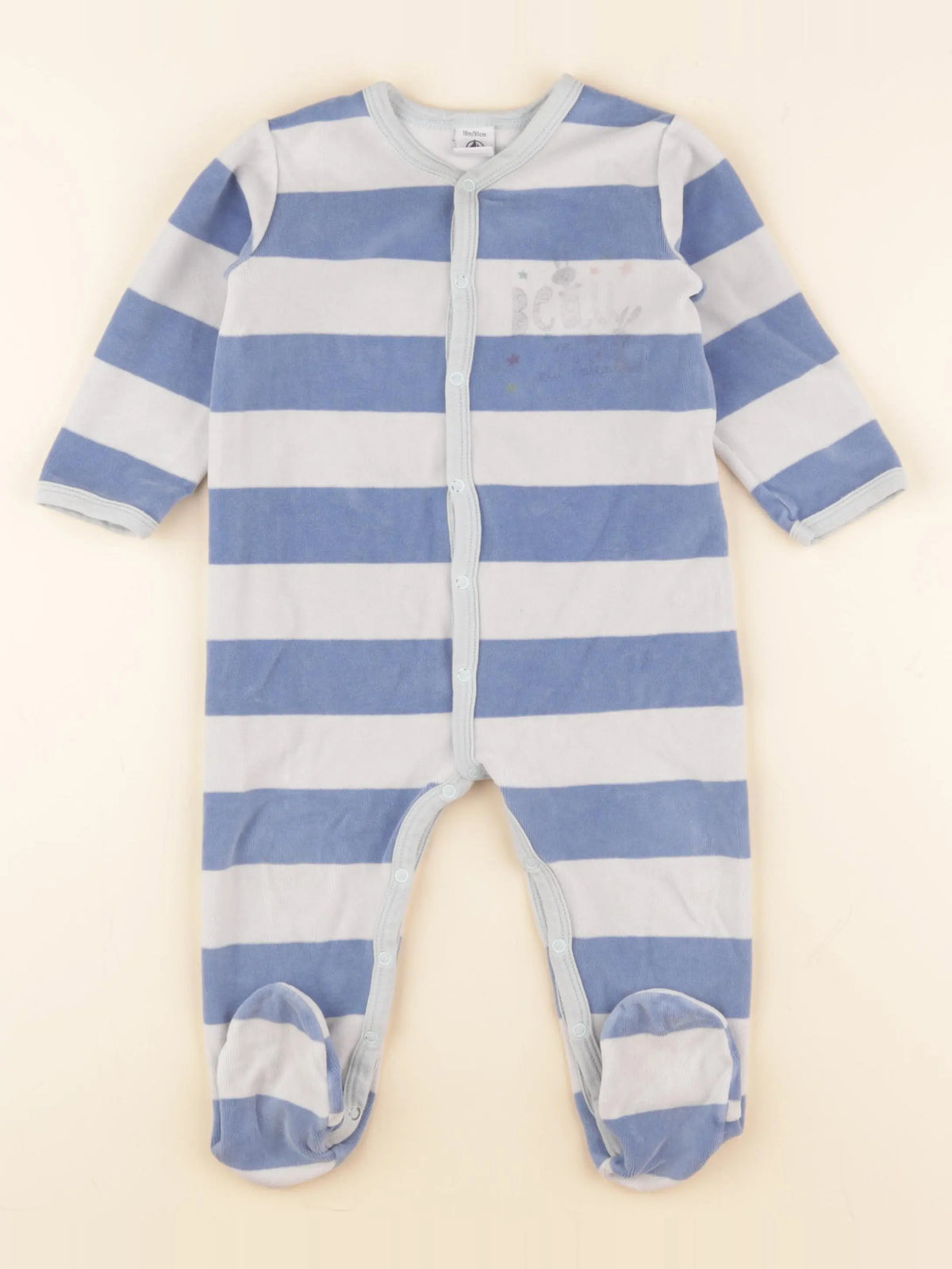 Petit Bateau - pyjama velours bleu - 18 mois