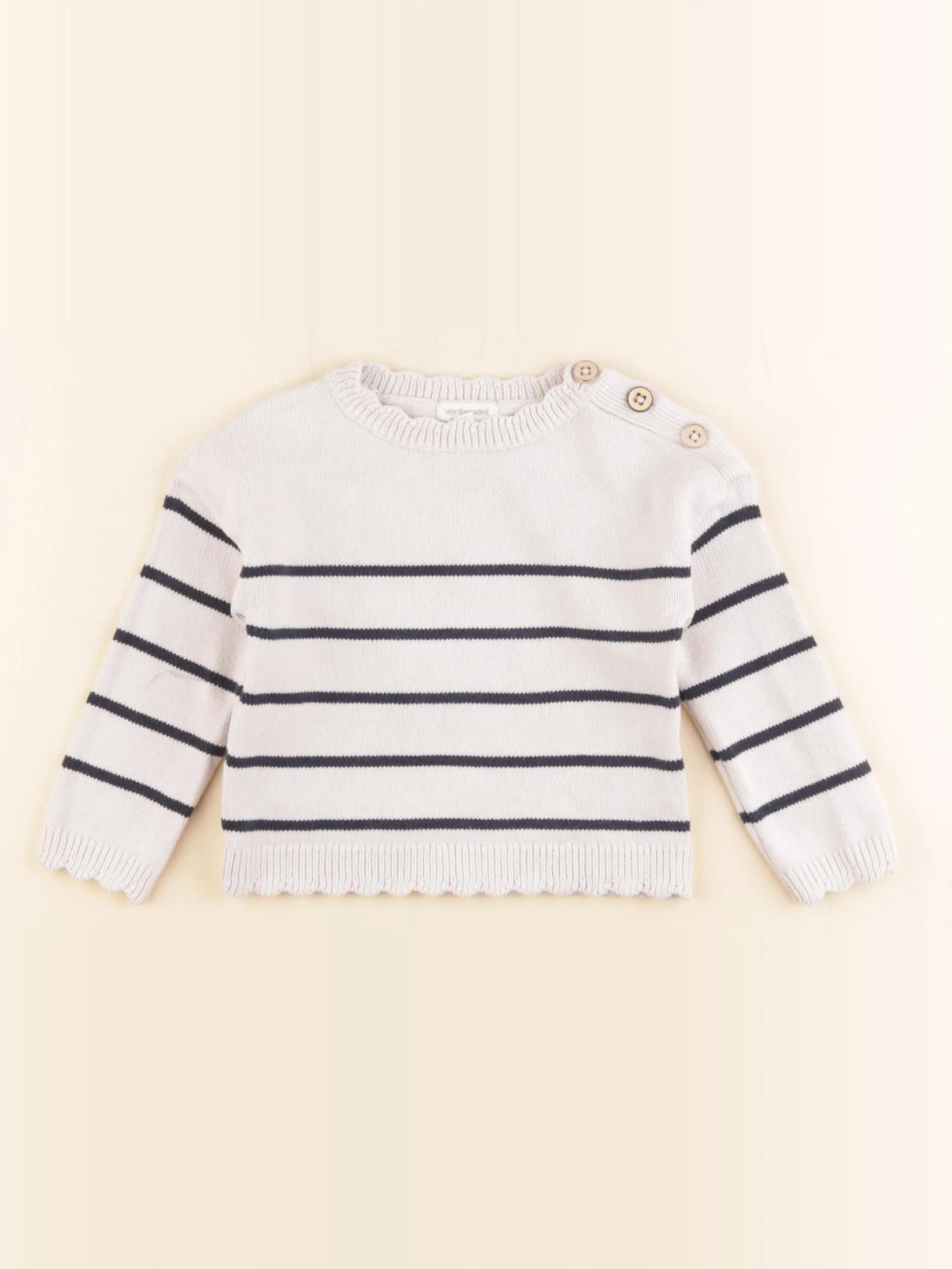 Vertbaudet - pull beige, bleu - 2 ans
