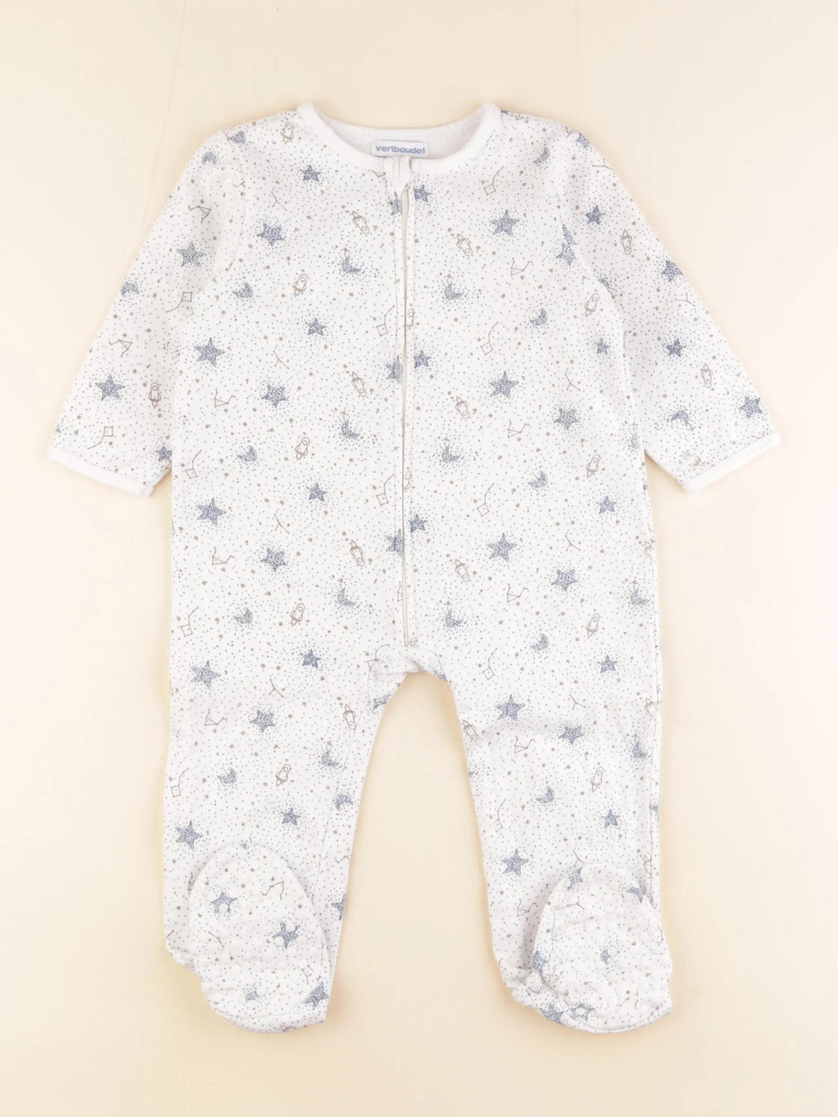 Vertbaudet - pyjama coton blanc, bleu - 2 ans