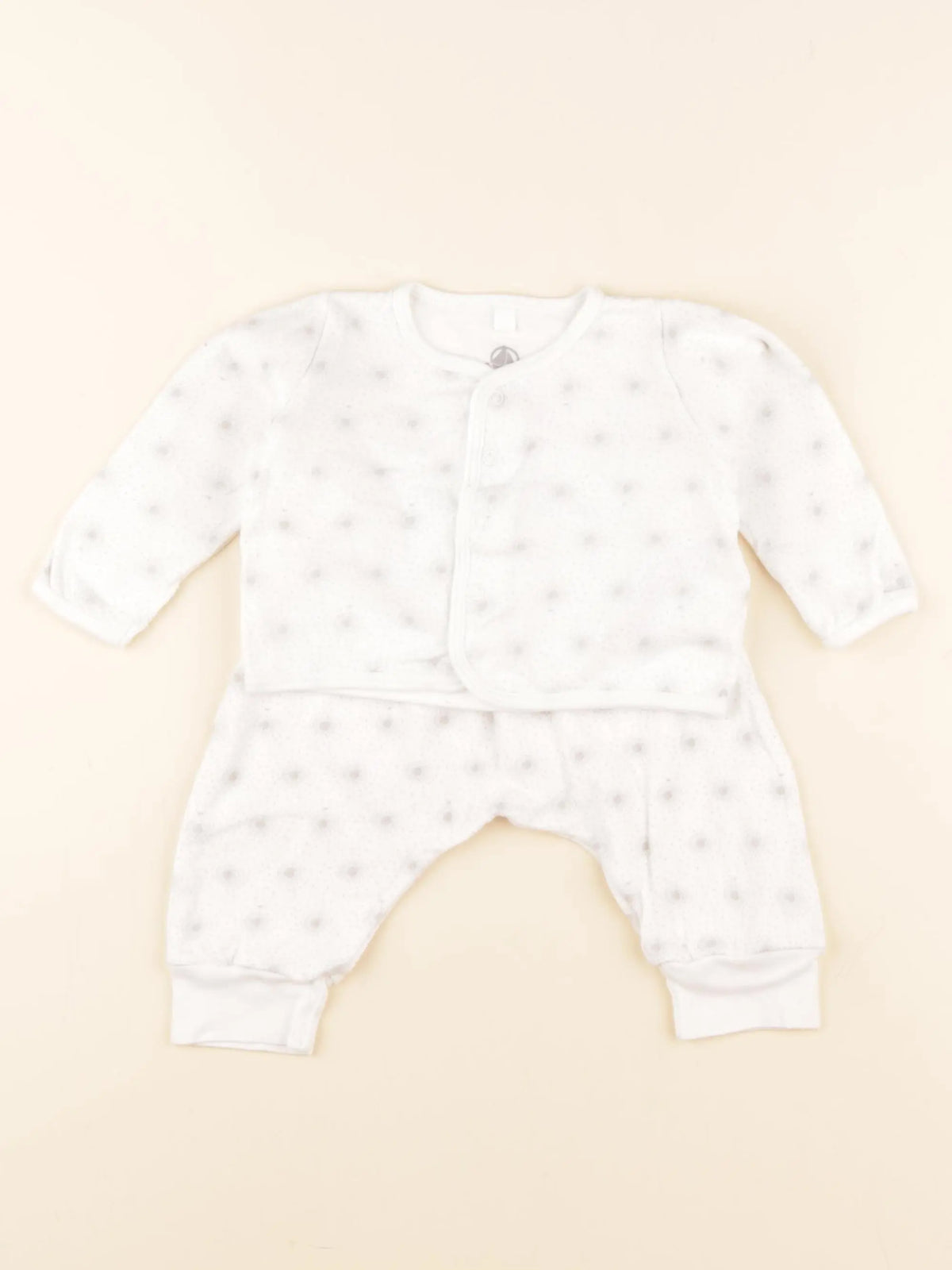 Petit Bateau - ensemble blanc, gris - 6 mois