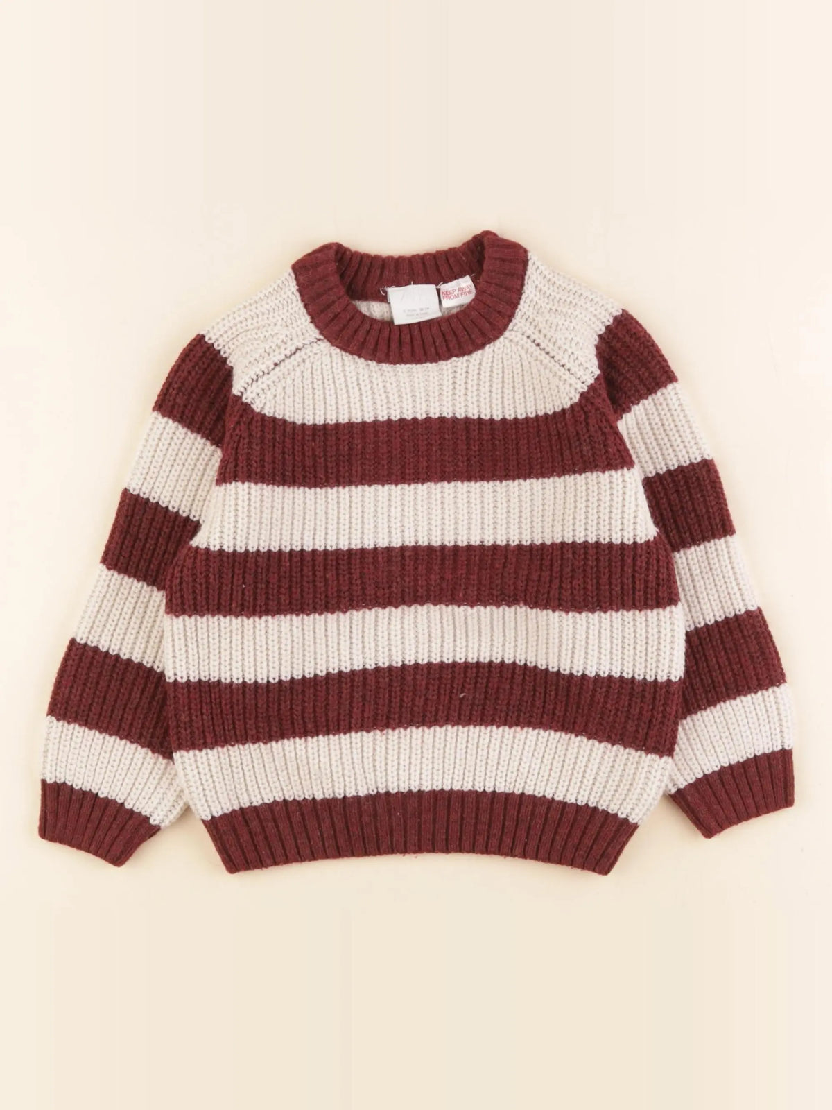 Zara - pull rouge, blanc - 3 ans