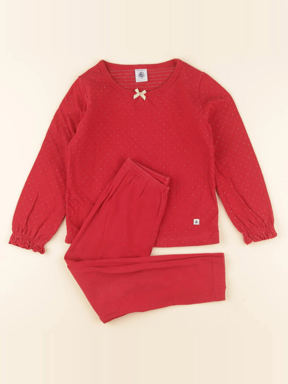 Petit Bateau - pyjama coton rouge, or - 5 ans